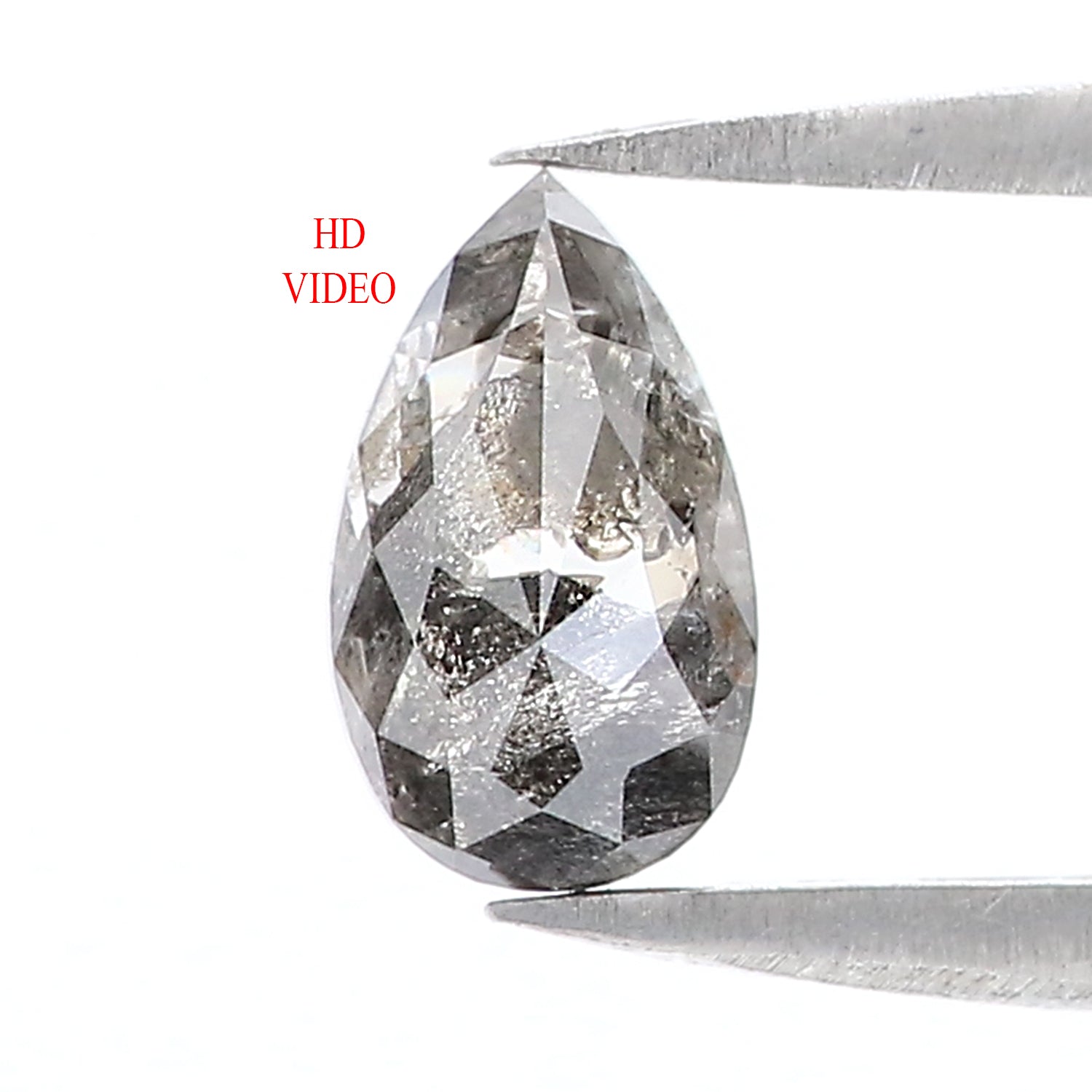 0.96 CT Natural Loose Pear Shape Diamond Salt And Pepper Pear Rose Cut Diamond 7.90 MM Black Grey Color Pear Shape Rose Cut Diamond QL1526