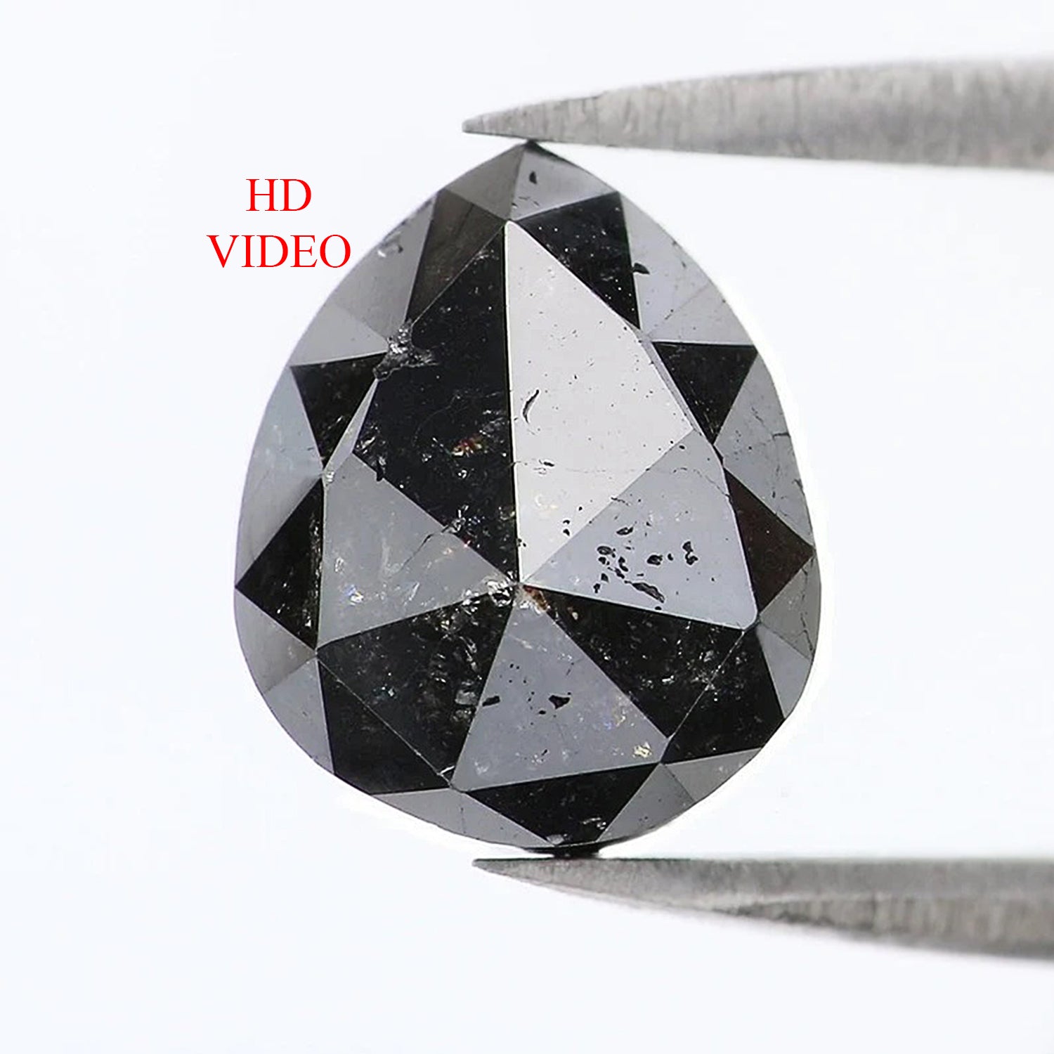 2.17 CT Natural Loose Pear Shape Diamond Black Color Pear Cut Diamond 8.25 MM Natural Loose Black Color Diamond Pear Rose Cut Diamond LQ1593