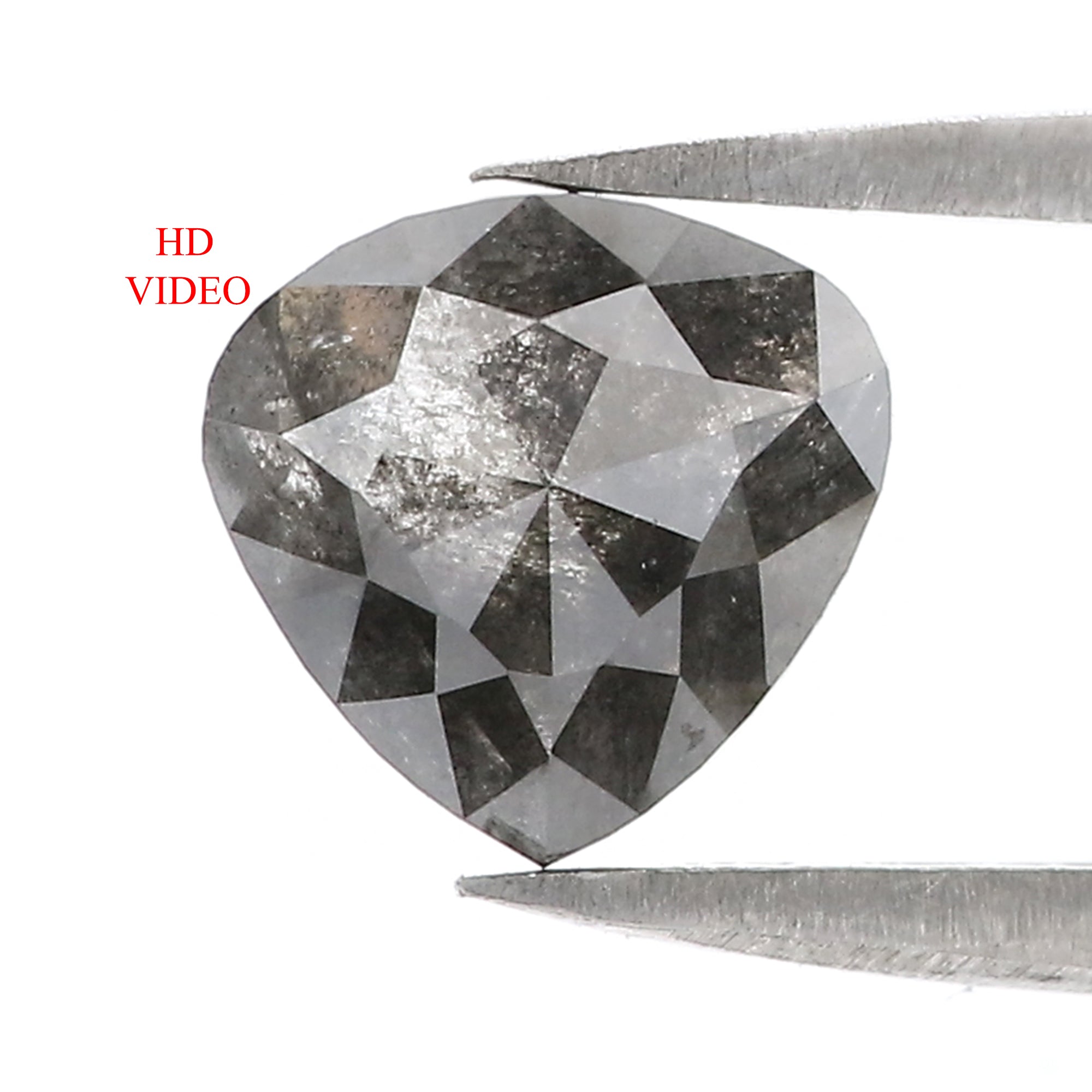1.70 Ct Natural Loose Heart Shape Diamond Salt And Pepper Heart Cut Diamond 7.90 MM Natural Black Grey Diamond Heart Rose Cut Diamond QL3096