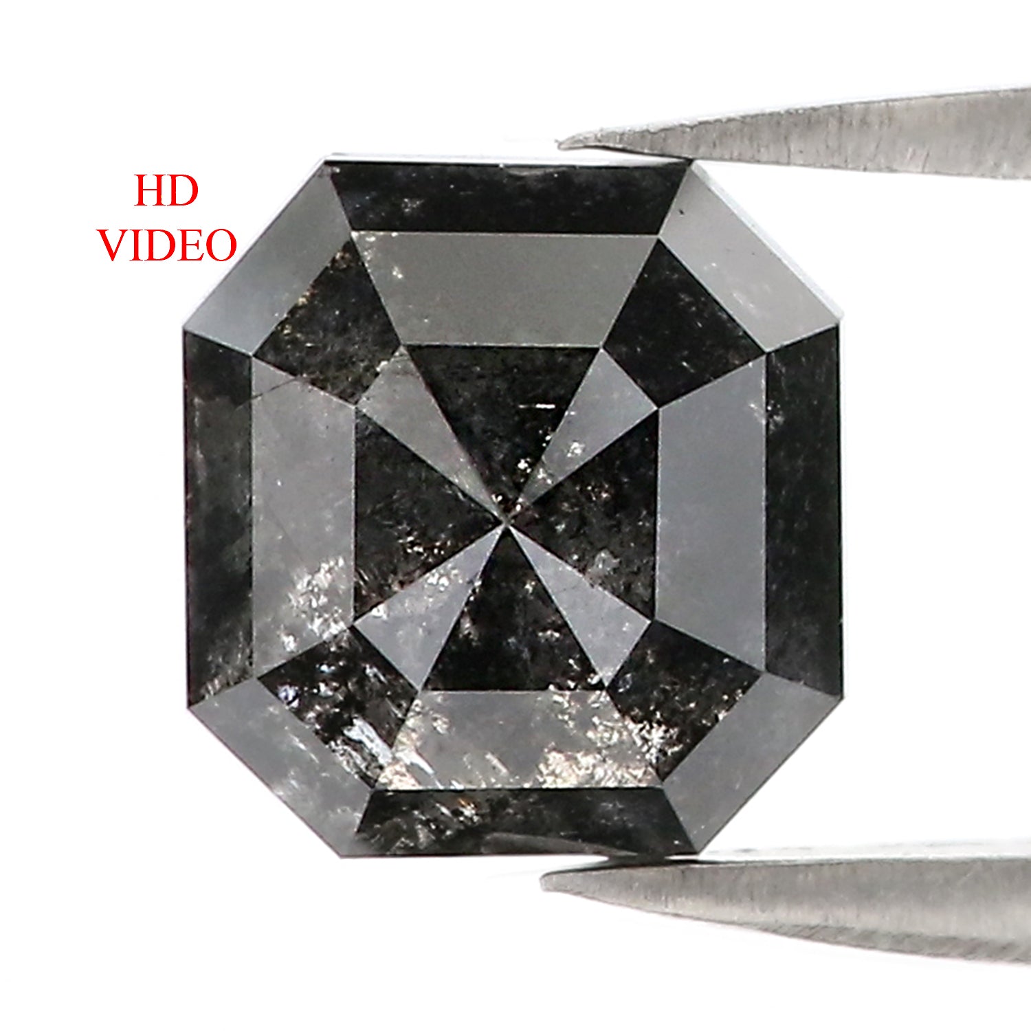 2.68 CT Natural Loose Radiant Shape Diamond Salt And Pepper Radiant Shape Diamond 8.00 MM Black Grey Color Radiant Rose Cut Diamond QL8258