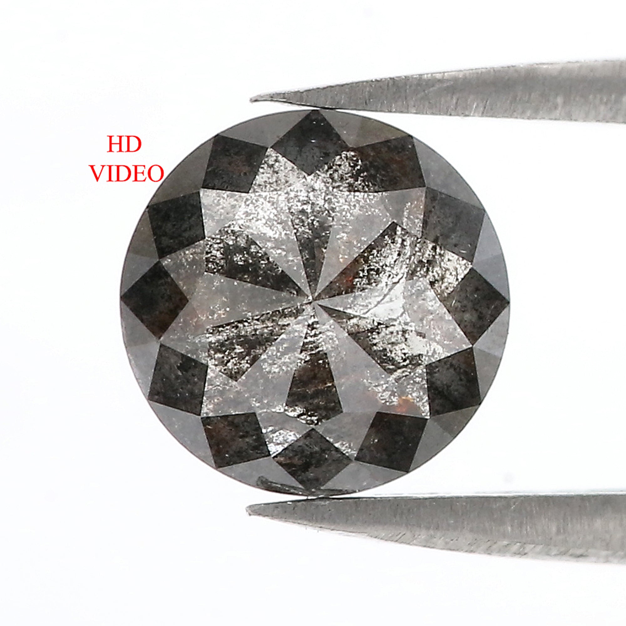 1.91 CT Natural Loose Round Rose Cut Diamond Salt And Pepper Round Diamond 8.05 MM Natural Loose Black Grey Color Rose Cut Diamond LC53