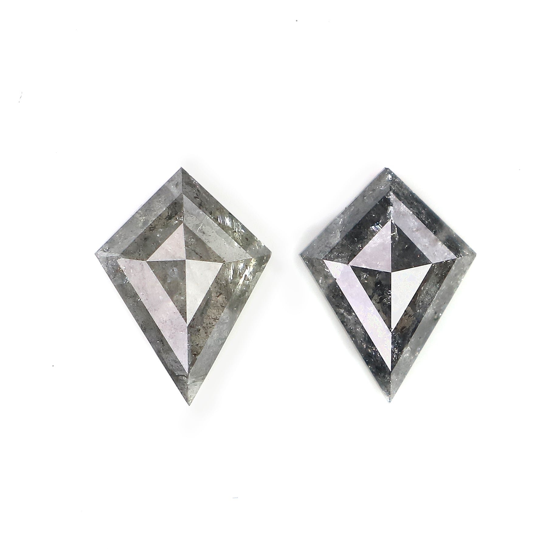 1.37 CT Natural Loose Kite Cut Pair Diamond Salt And Pepper Kite Shape Diamond 7.95 MM Natural Black Grey Color Kite Rose Cut Diamond LQ2145