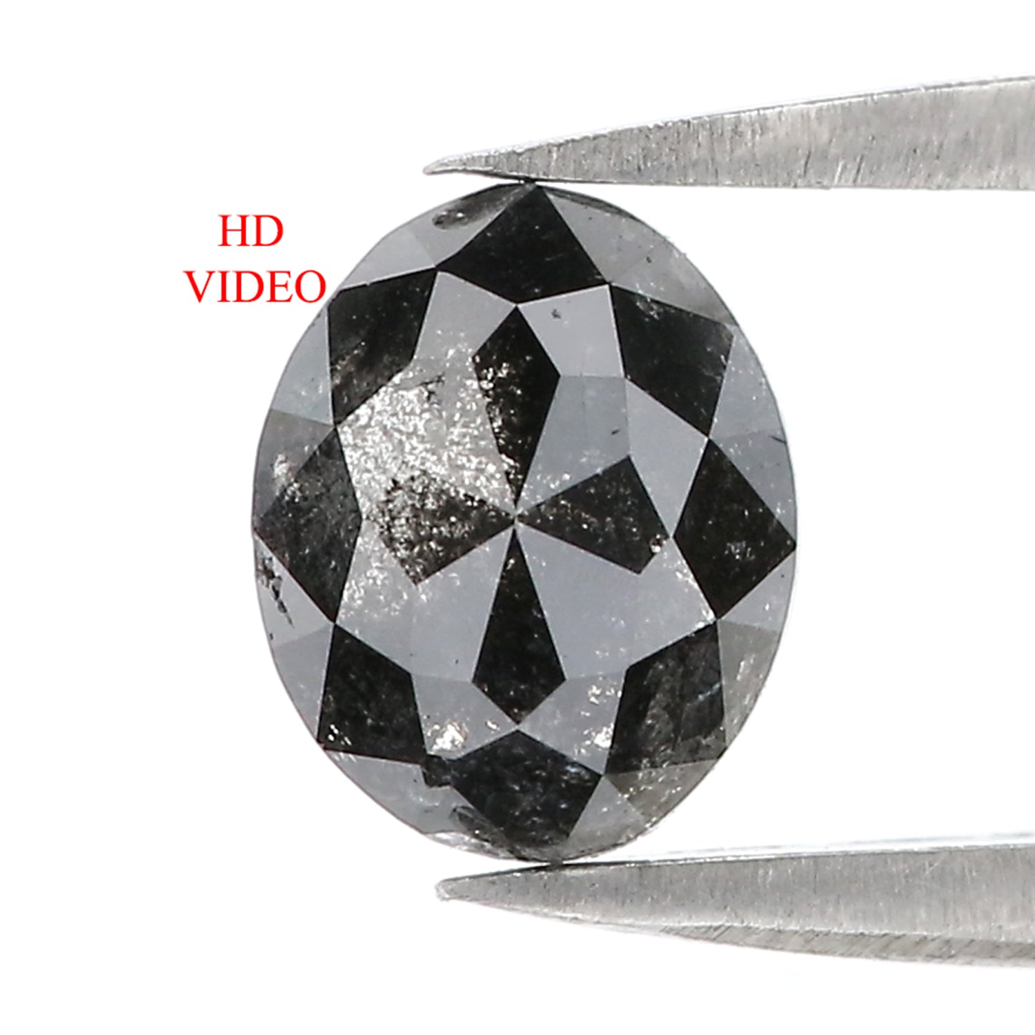 1.28 Ct Natural Loose Oval Shape Diamond Salt And Pepper Oval Diamond 7.55 MM Natural Diamond Black Grey Color Oval Rose Cut Diamond QL3079