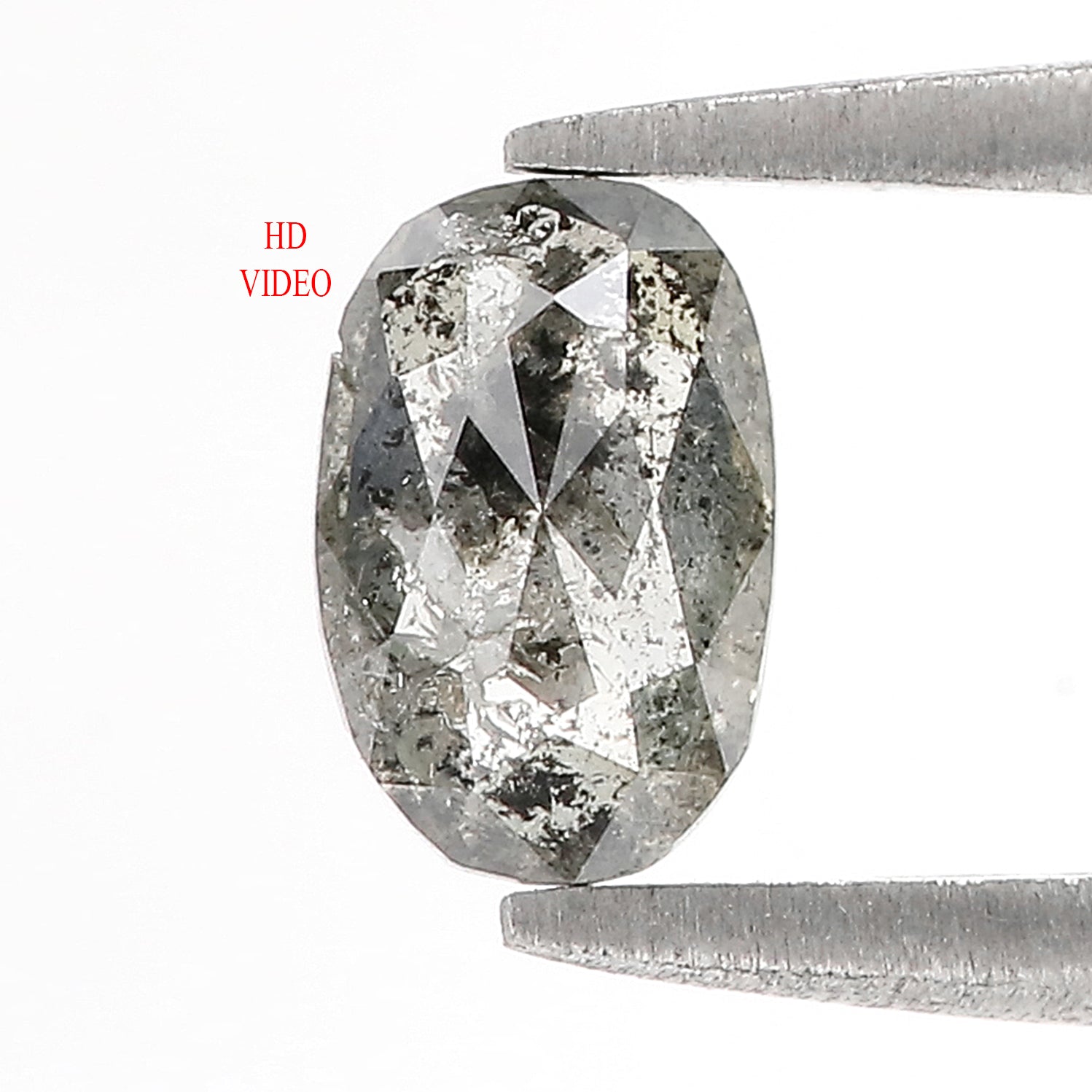 Natural Loose Oval Salt And Pepper Diamond Black Grey Color 0.67 CT 6.95 MM Oval Shape Rose Cut Diamond KR2272