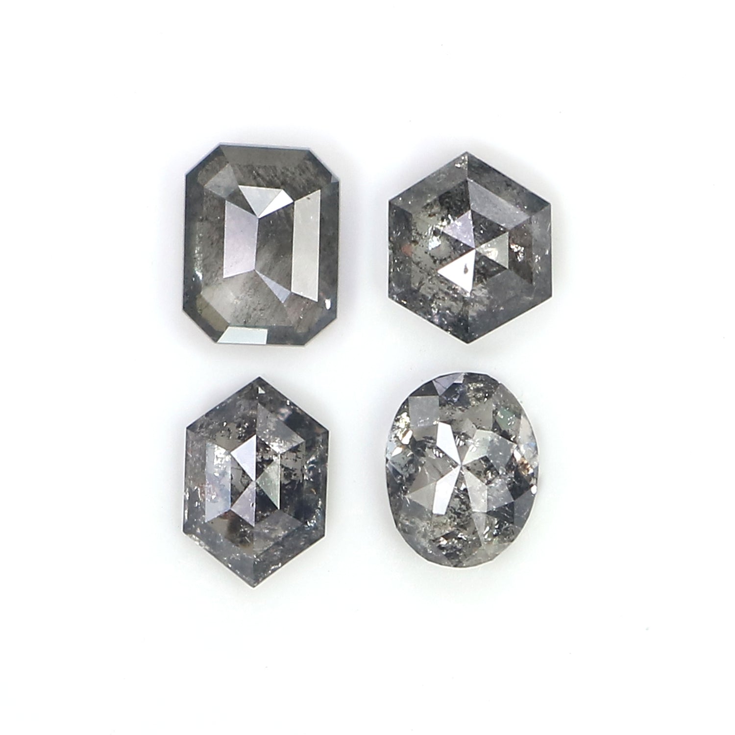 1.31 CT Natural Loose Mix Shape Diamond Black Grey Color Mix Shape Diamond 5.20 MM Natural Salt And Pepper Mix Shape Rose Cut Diamond LQ3263