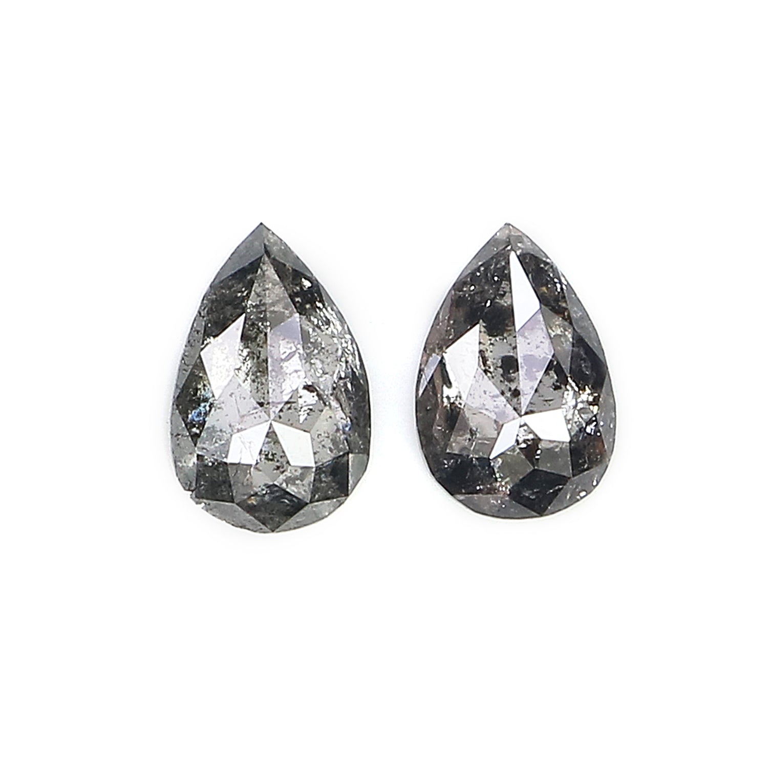 0.50 CT Natural Loose Pear Cut Pair Diamond Salt And Pepper Pear Shape Diamond 5.20 MM Natural Black Grey Color Pear Rose Cut Diamond KQ2635