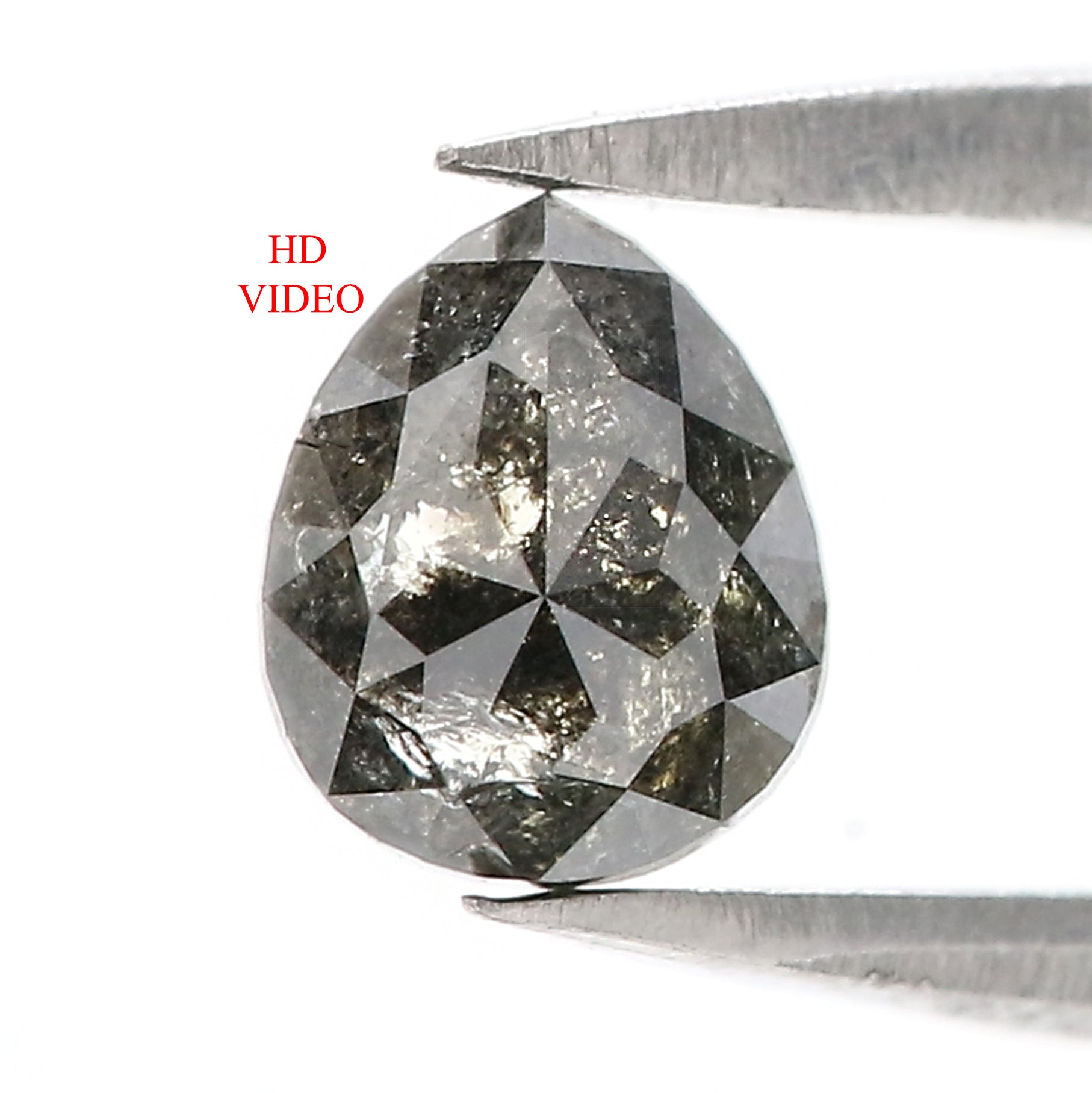 0.72 CT Natural Loose Pear Shape Diamond Salt And Pepper Pear Cut Diamond 5.95 MM Natural Loose Black Grey Pear Rose Cut Diamond LQ3086