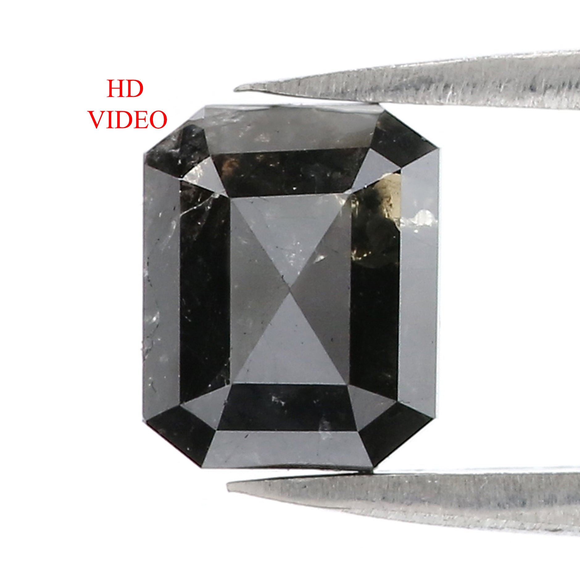 2.37 CT Natural Loose Emerald Shape Diamond Salt And Pepper Emerald Cut Diamond 6.54 MM Natural Loose Black Emerald Rose Cut Diamond QL7322