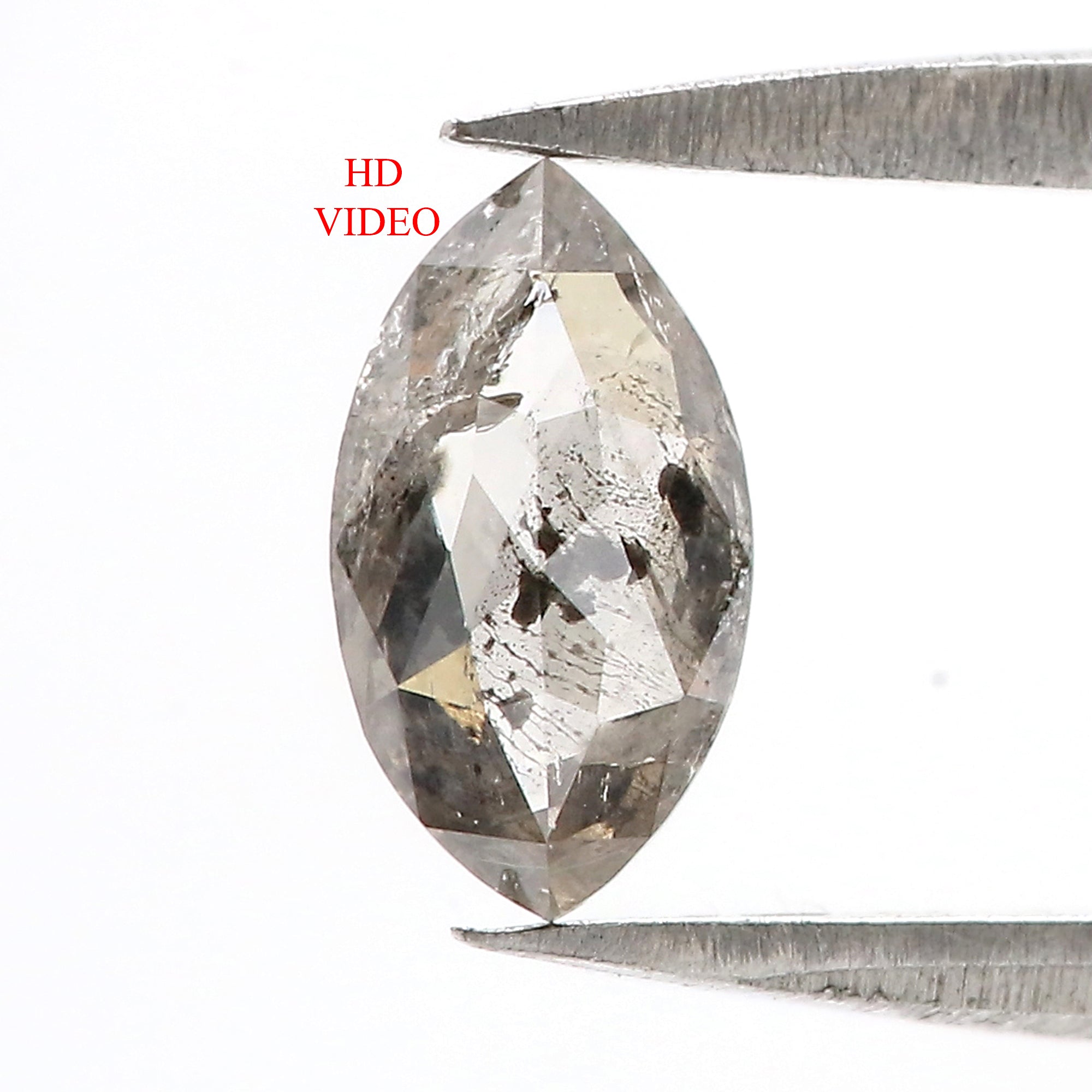 0.54 CT Natural Loose Marquise Shape Diamond Salt And Pepper Marquise Rose Cut Diamond 7.80 MM Black Grey Color Marquise Cut Diamond QL348