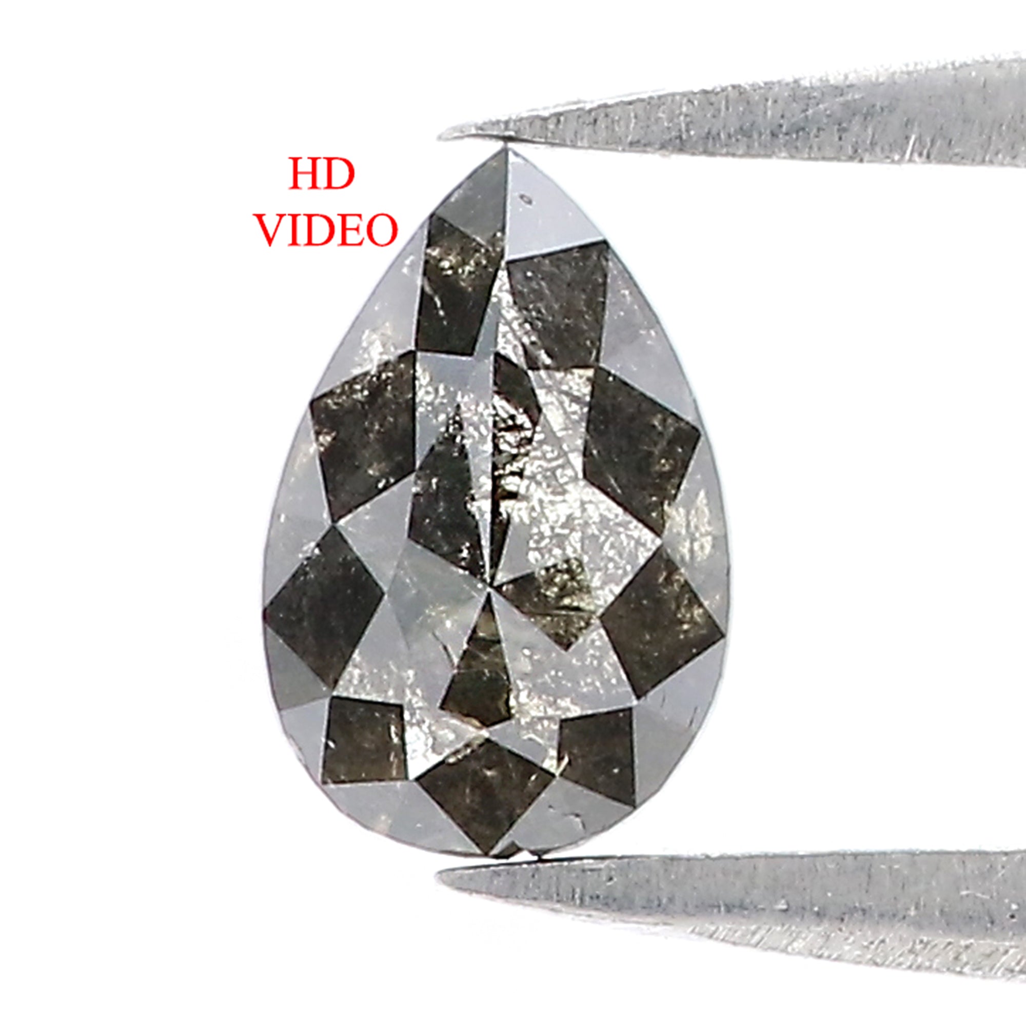 0.73 CT Natural Loose Pear Shape Diamond Salt And Pepper Pear Rose Cut Diamond 7.10 MM Black Grey Color Pear Shape Rose Cut Diamond QL1025