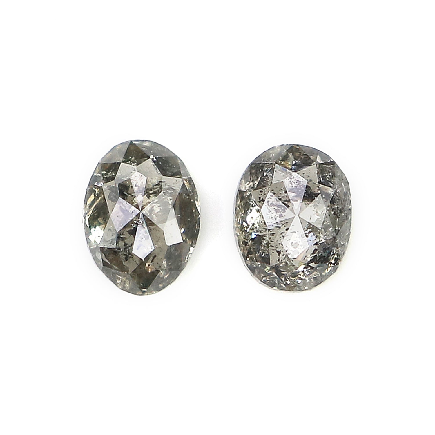 0.44 CT Natural Loose Oval Cut Pair Diamond Salt And Pepper Oval Shape Diamond 4.25 MM Natural Loose Black Grey Oval Rose Cut Diamond LQ3248