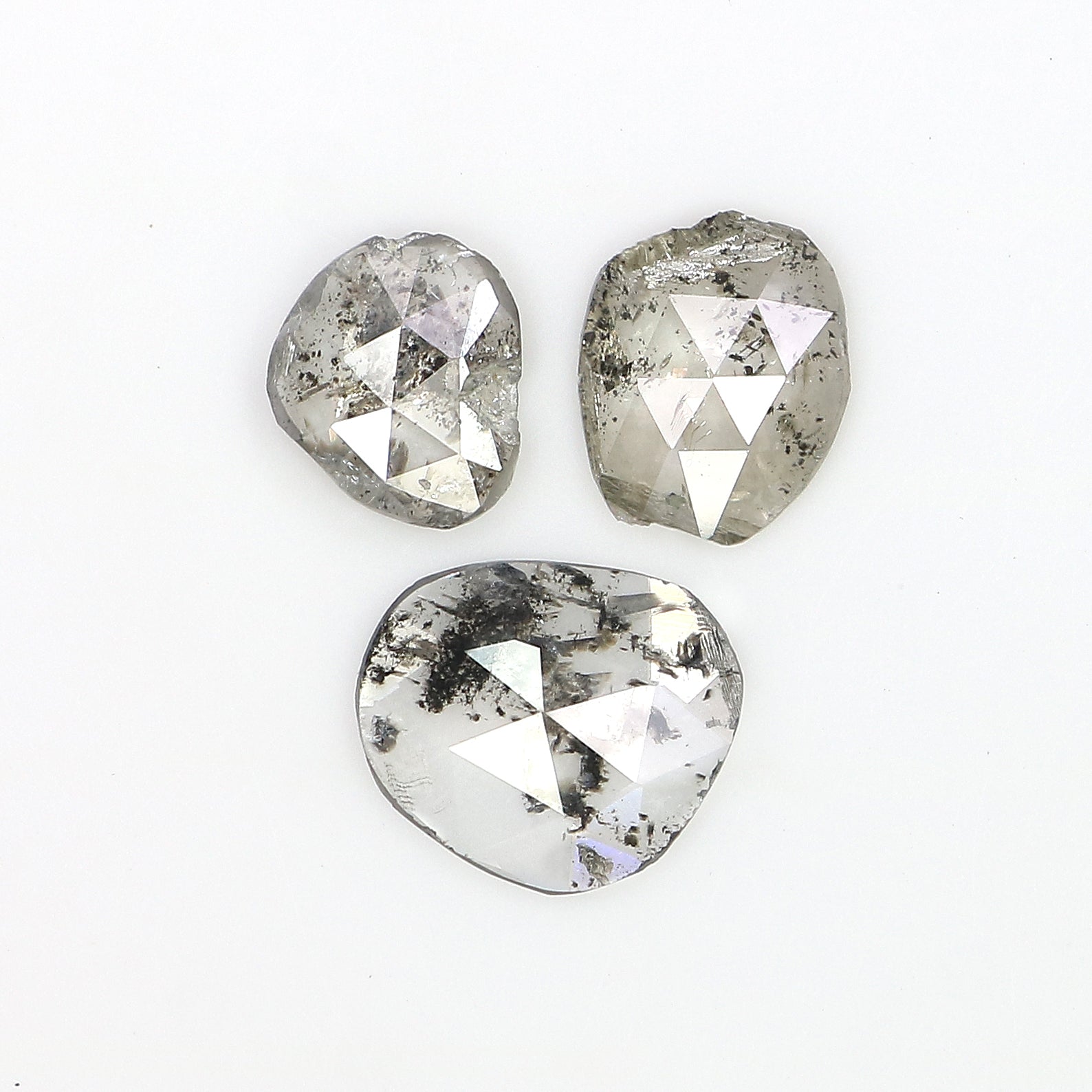 1.53 Ct Natural Loose Slice Cut Diamond Salt And Pepper Uncut Diamond 7.95 MM Natural Diamond Black Grey Color Irregular Cut Diamond LQ3151