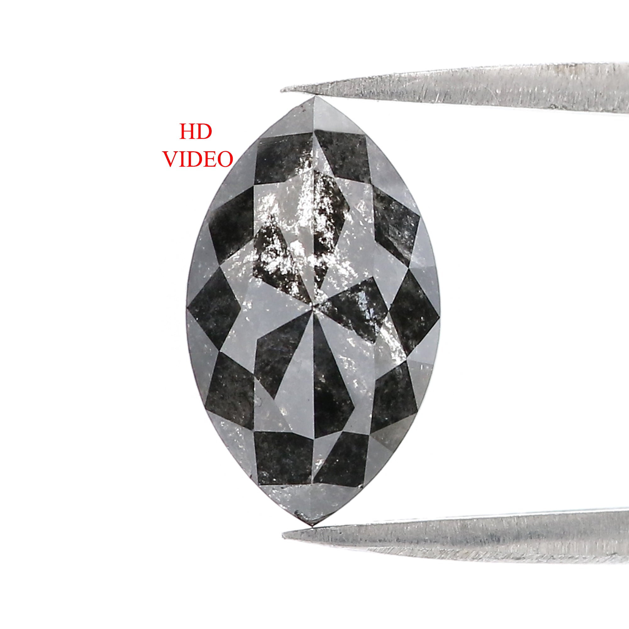 2.72 CT Natural Loose Marquise Shape Diamond Salt And Pepper Marquise Cut Diamond 12.85 MM Black Grey Color Marquise Rose Cut Diamond LC74