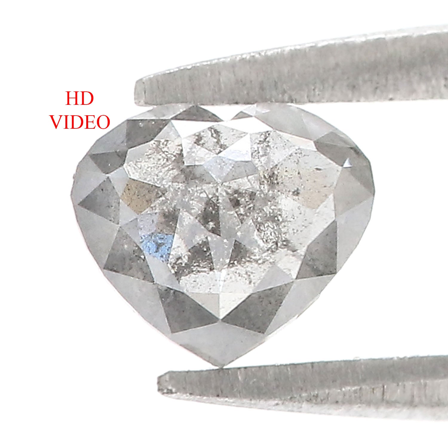 0.49 Ct Natural Loose Heart Shape Diamond Salt And Pepper Heart Diamond 4.85 MM Natural Black Grey Diamond Heart Rose Cut Diamond QL1633