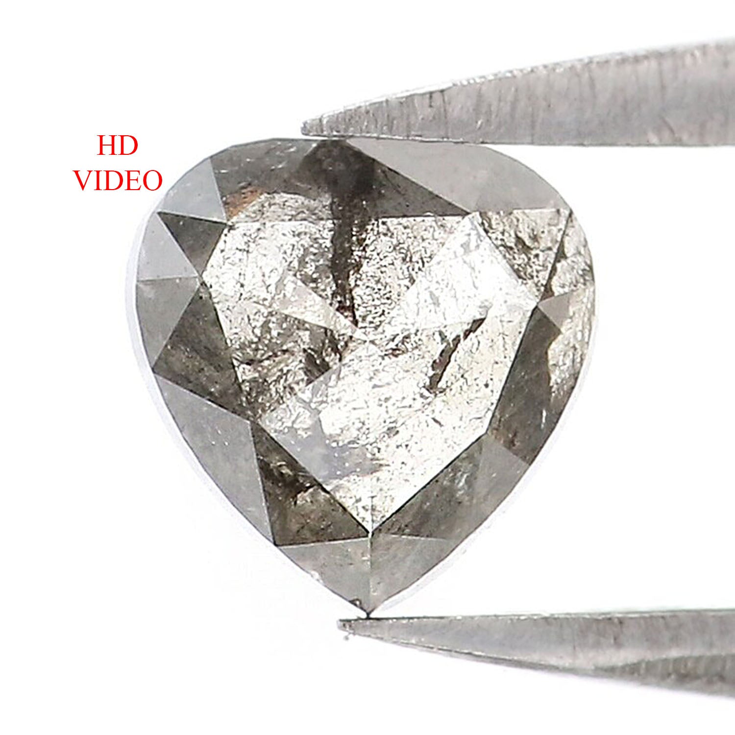 0.66 CT Natural Loose Heart Shape Diamond Salt And Pepper Heart Diamond 5.50 MM Natural Loose Black Grey Color Heart Shape Rose Cut QL8267