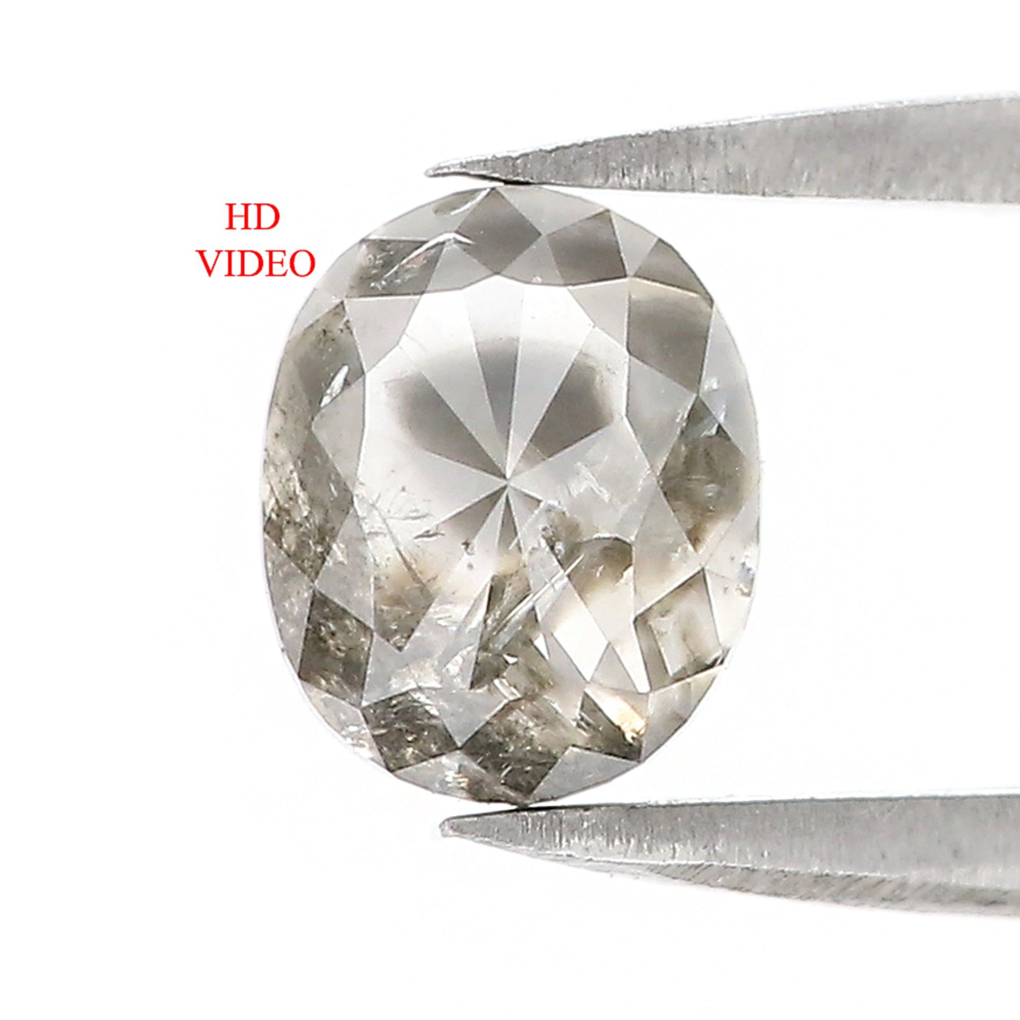 1.40 CT Natural Loose Oval Shape Diamond Salt And Pepper Oval Cut Diamond 7.30 MM Natural Diamond Grey Color Oval Rose Cut Diamond LC67