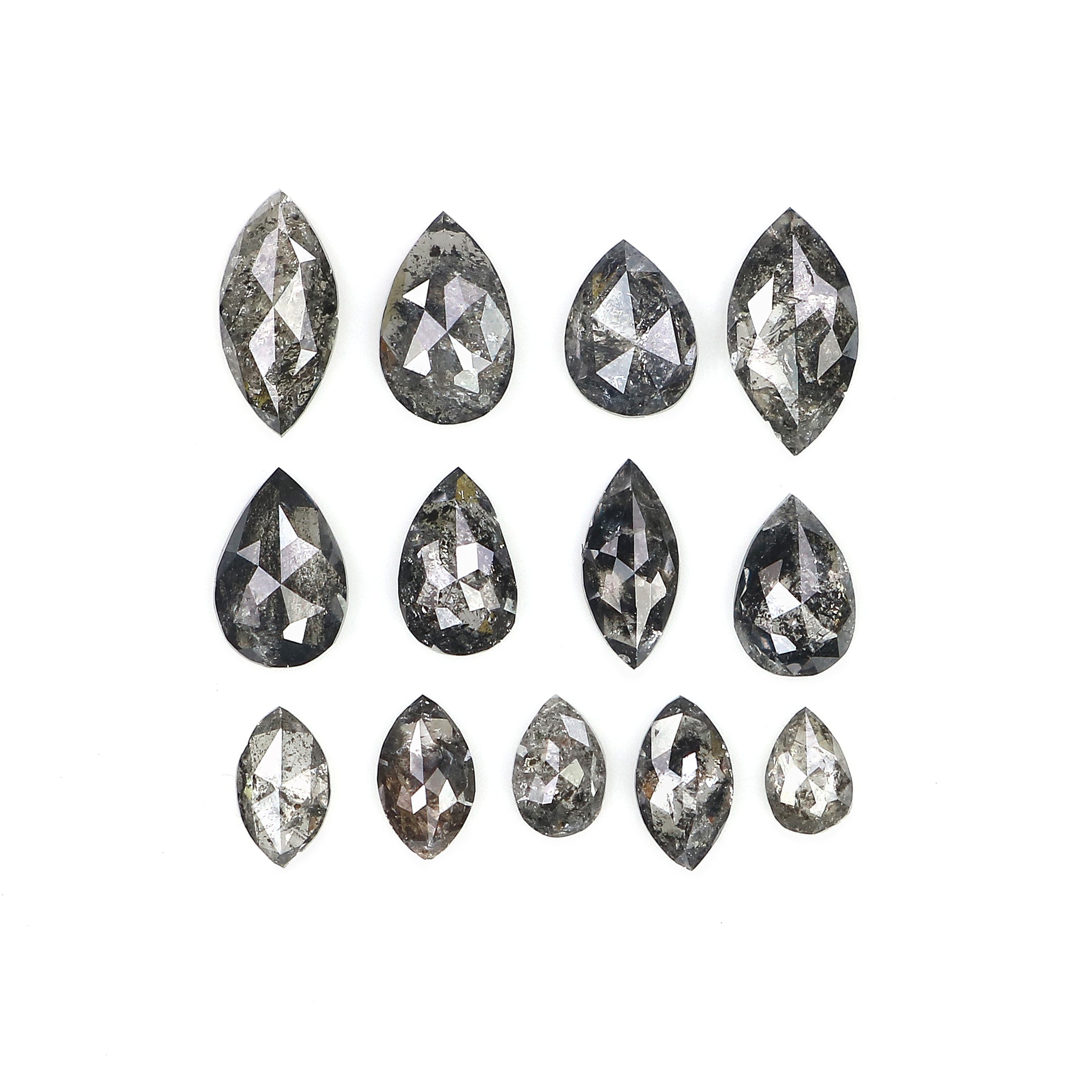 1.08 CT Natural Loose Mix Shape Diamond Salt And Pepper Mix Shape Diamond 2.55 MM Natural Black Grey Color Mix Shape Rose Cut Diamond LQ1845