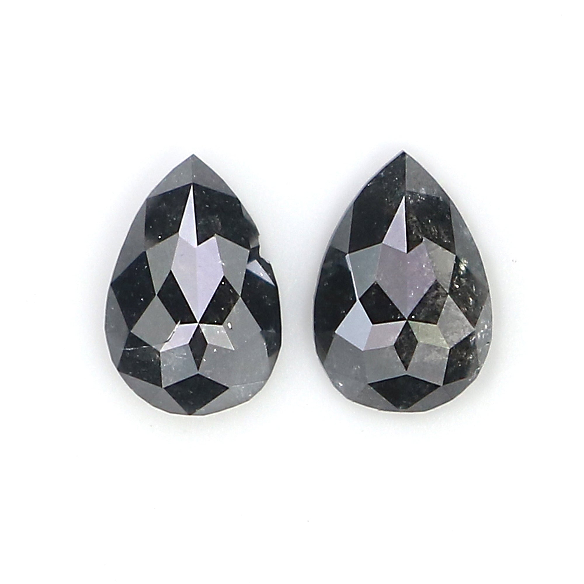 1.91 CT Natural Loose Pear Cut Pair Diamond Salt And Pepper Pear Shape Diamond 5.34 MM Natural Black Grey Color Pear Rose Cut Diamond LQ2447