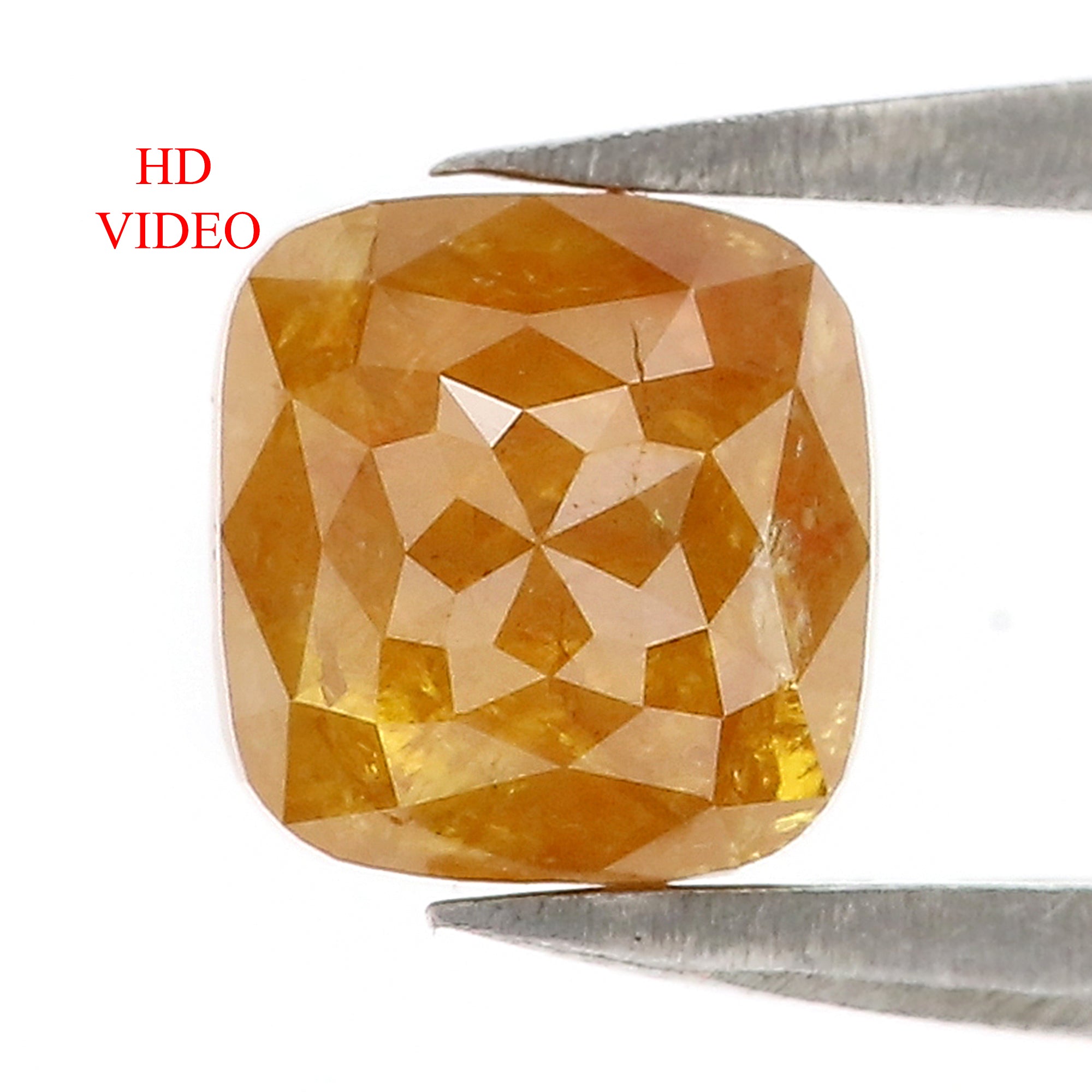 1.50 CT Natural Loose Cushion Shape Diamond Yellow Color Cushion Cut Diamond 6.15 MM Natural Brown Color Cushion Rose Cut Diamond QL9258