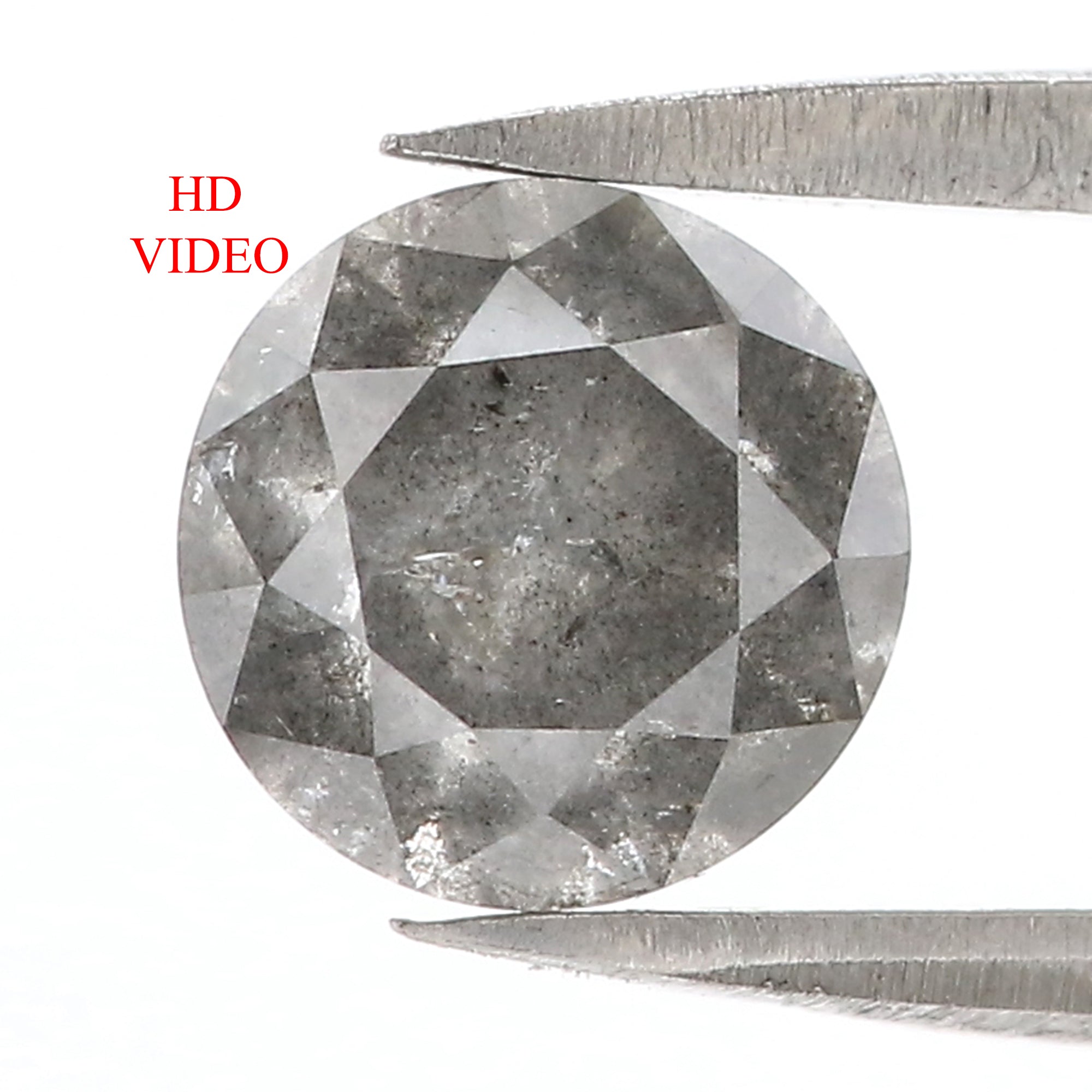 2.11 CT Natural Loose Round Shape Diamond Black Grey Color Round Cut Diamond 7.50 MM Salt And Pepper Round Brilliant Cut Diamond QK1991