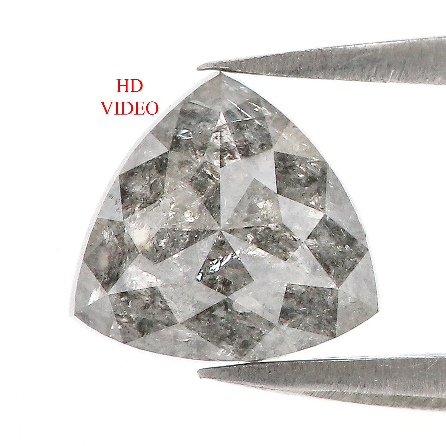 1.67 CT Natural Loose Triangle Shape Diamond Salt And Pepper Triangle Cut Diamond 7.30 MM Black Grey Color Triangle Rose Cut Diamond QL8124