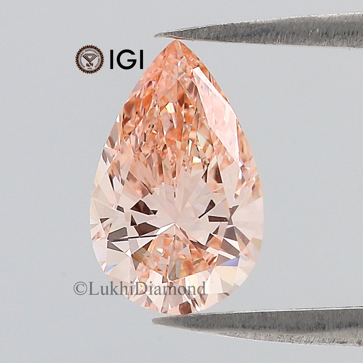 1.57 CT IGI Certified Pear Brilliant Cut Diamond Fancy Vivid Pink Color VS1 Clarity Lab Grown Diamond Lab Created Pear CVD Diamond L3203