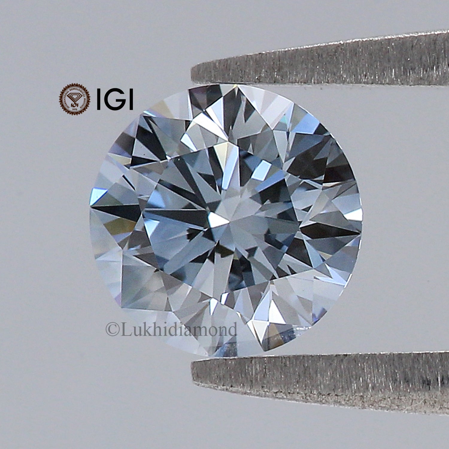 0.90 CT IGI Certified Round Brilliant Cut Fancy Blue Color VS1 Clarity Diamond Lab Grown Diamond Lab Created Round Diamond CVD Diamond L3283