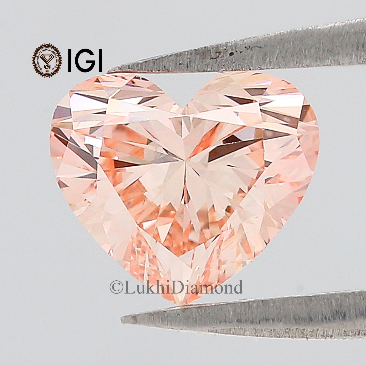 1.36 CT IGI Certified Heart Brilliant Cut Fancy Intense Pink Color VS1 Clarity Diamond Lab Grown Diamond Lab Created Heart CVD Diamond L3201