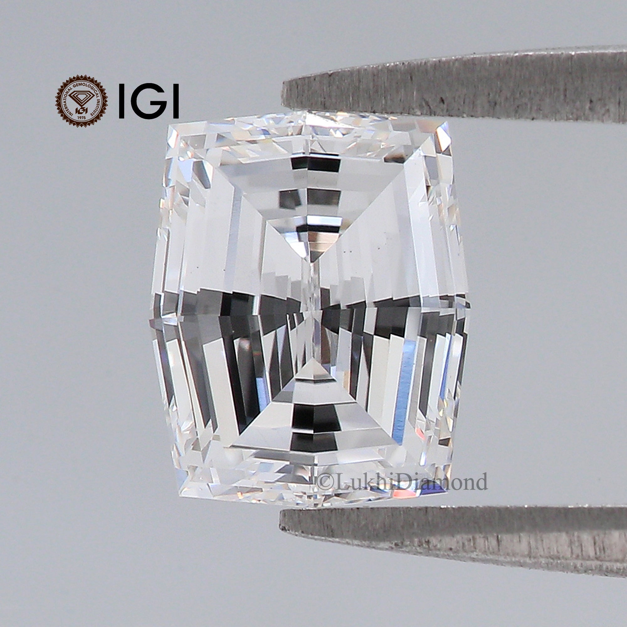 1.65 CT IGI Certified Modified Rectangular Cushion Step Cut Diamond White -E Color VS1 Clarity Lab Grown CVD Lab Created Diamond L3235