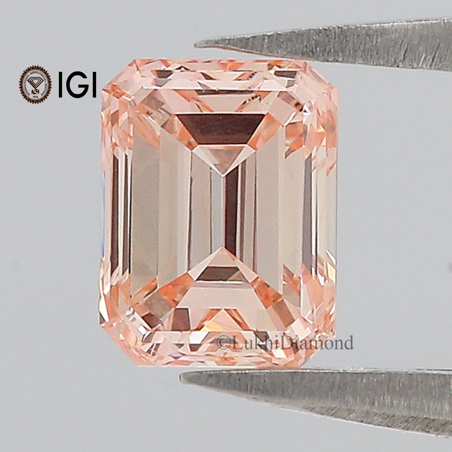 1.02 CT IGI Certified Emerald Cut Fancy Intense Pink Color VS2 Clarity Diamond Lab Grown Diamond Lab Created Emerald CVD Diamond L3199