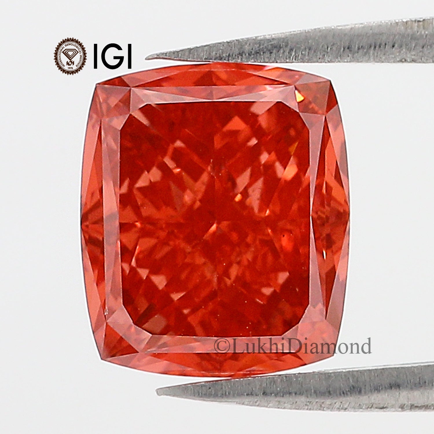 4.57 CT IGI Certified Cushion Modified Brilliant Cut Fancy Vivid Red Color VS1 Clarity Diamond Lab Grown CVD Lab Created Diamond L3197