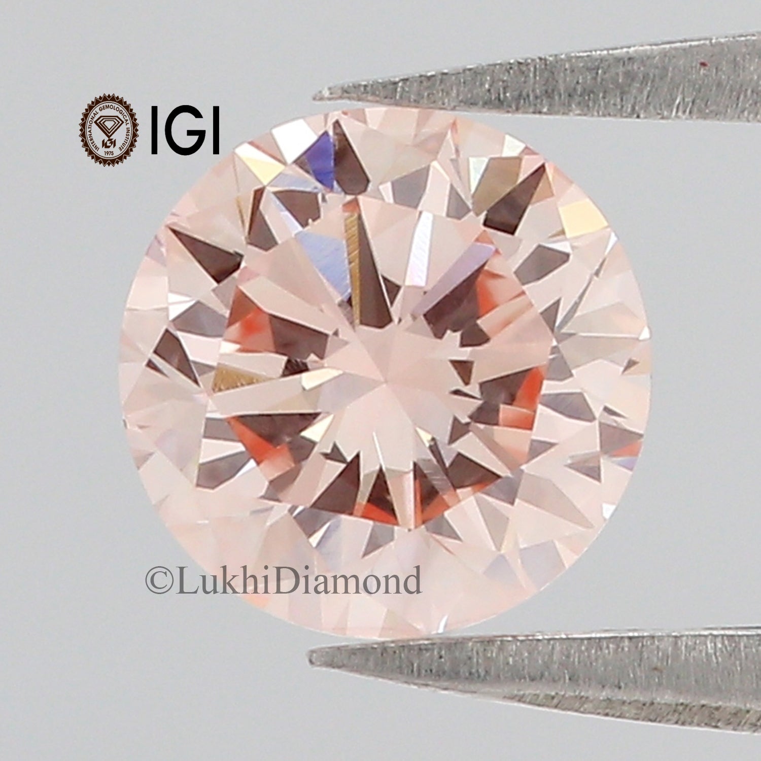 1.30 CT IGI Certified Round Brilliant Cut Fancy Intense Pink Color VS1 Clarity Diamond Lab Grown Diamond Lab Created Round CVD Diamond L3198