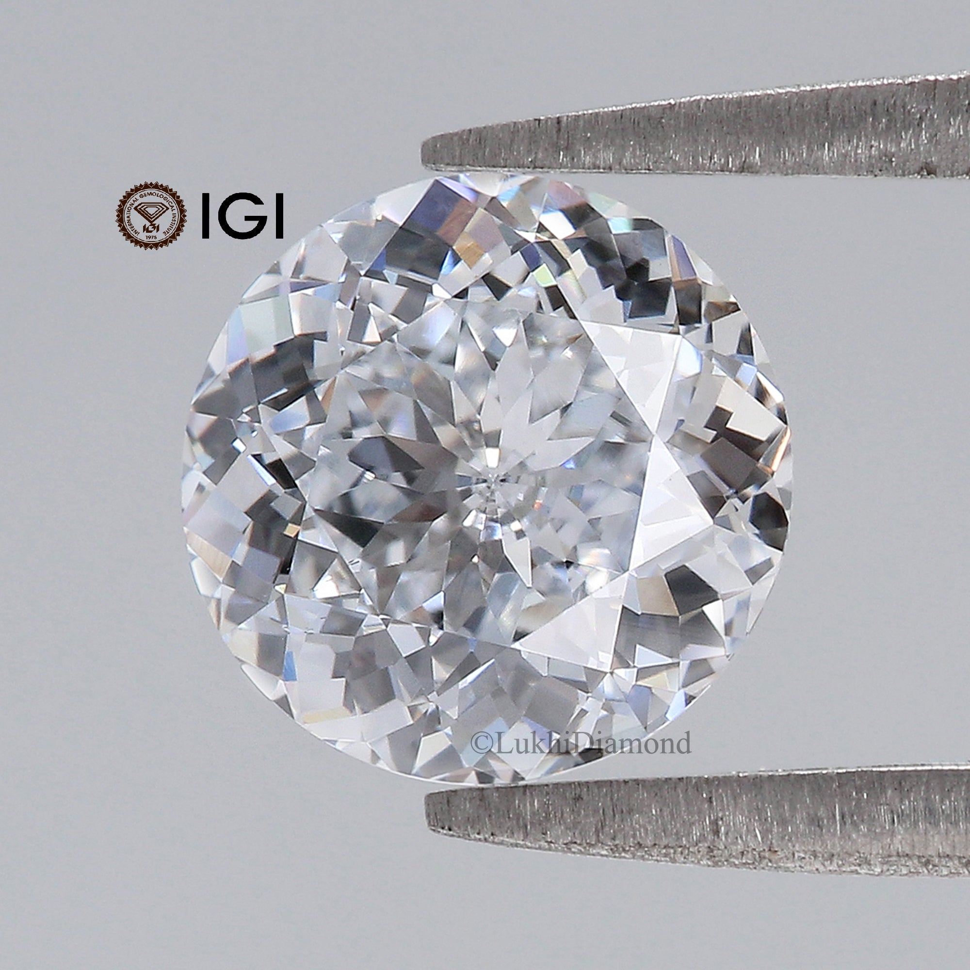 2.06 CT IGI Certified Round Portuguese Cut Diamond White - F Color VS2 Clarity Lab Grown Lab Created Round Mixed Cut CVD Diamond L3255