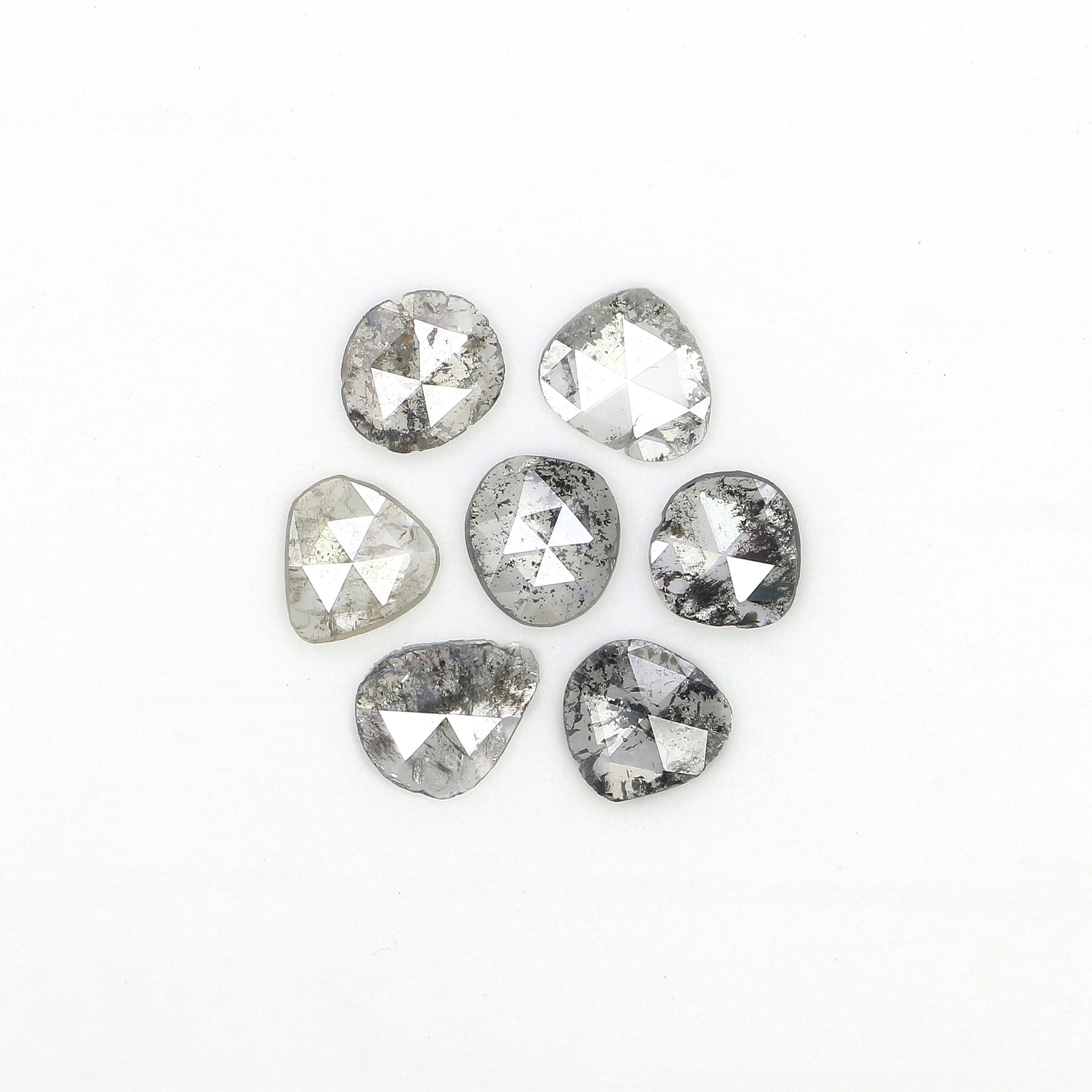 1.07 Ct Natural Loose Slice Cut Diamond Salt And Pepper Uncut Diamond 4.40 MM Natural Diamond Black Grey Color Irregular Cut Diamond LQ3073