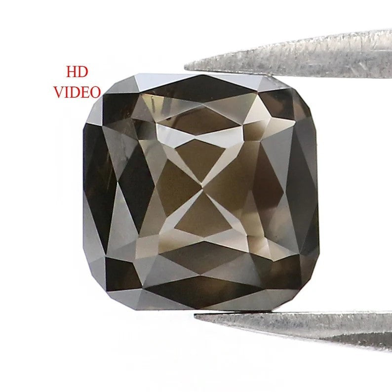 1.17 CT Natural Loose Cushion Shape Diamond Black Color Cushion Cut Diamond 5.80 MM Natural Loose Grey Color Cushion Rose Cut Diamond LQ8384