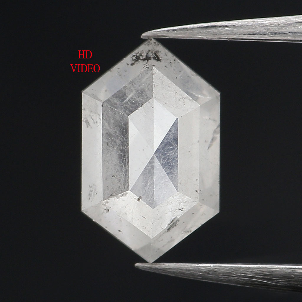 0.88 Ct Natural Loose Hexagon Shape Diamond Grey Hexagon Cut Diamond 7.25 MM Natural Loose Grey Color Diamond Hexagon Rose Cut Diamond QL212