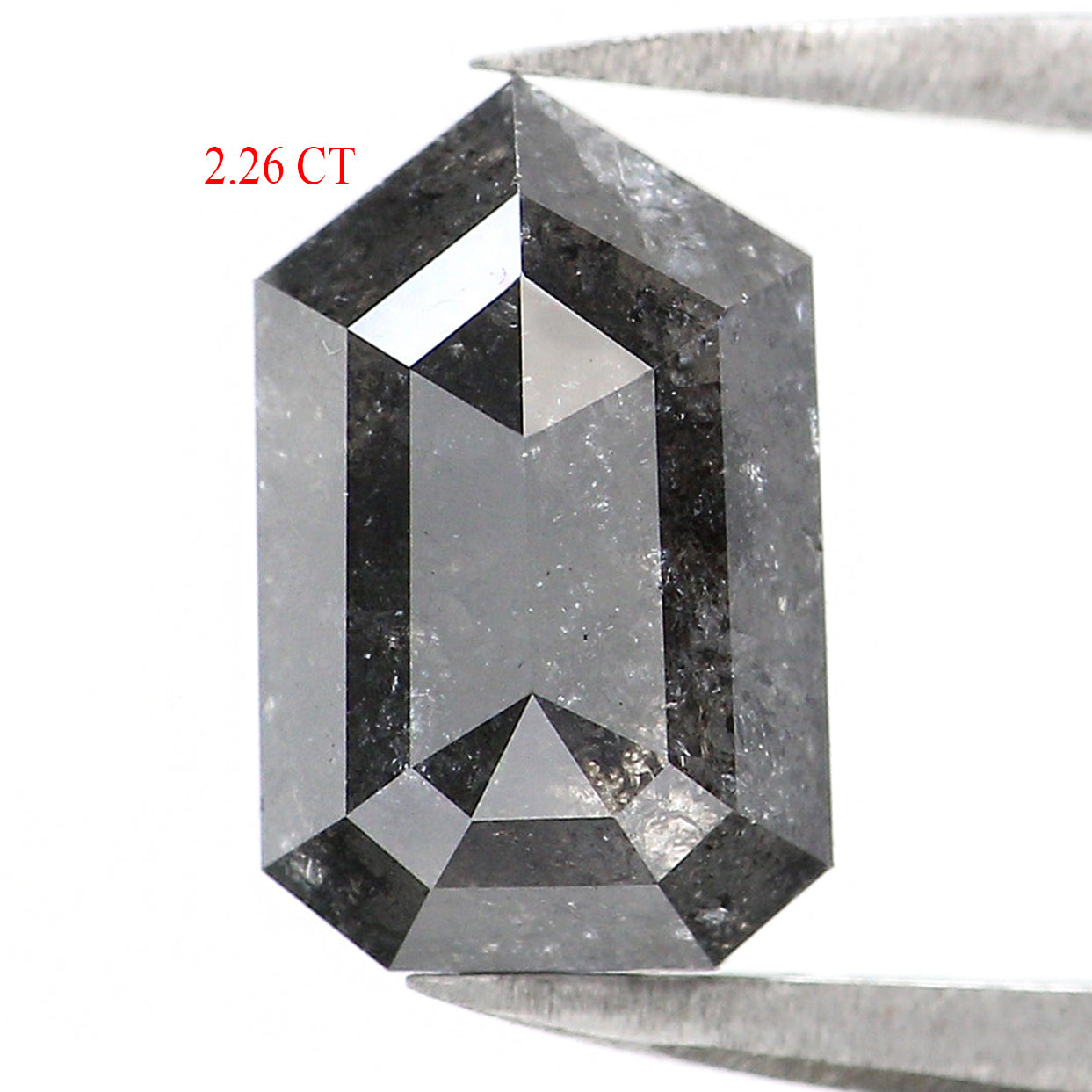 2.26 Ct Natural Loose Shield Shape Diamond Salt And Pepper Shield Diamond 9.60 MM Natural Black Grey Color Shield Rose Cut Diamond LQ8216