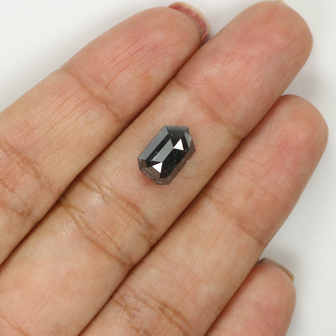 2.26 Ct Natural Loose Shield Shape Diamond Salt And Pepper Shield Diamond 9.60 MM Natural Black Grey Color Shield Rose Cut Diamond LQ8216