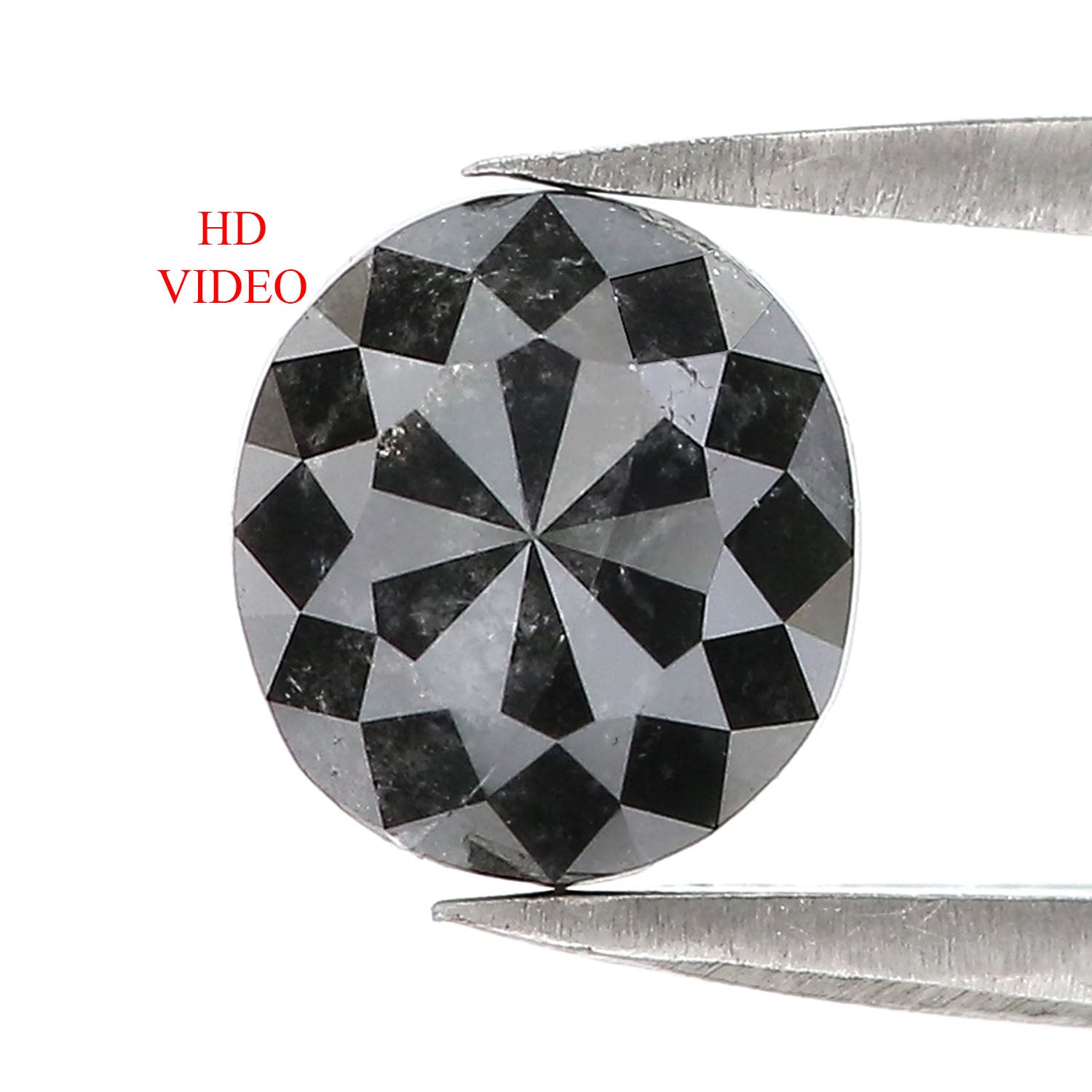 1.88 CT Natural Loose Oval Shape Diamond Black Color Oval Cut Diamond 7.60 MM Natural Loose Black Color Diamond Oval Rose Cut Diamond QK1713