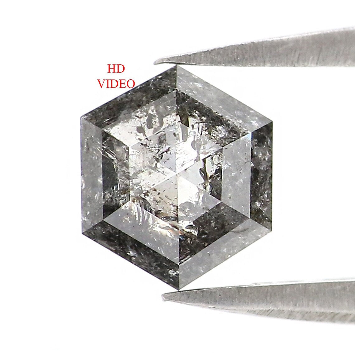 0.84 CT Natural Loose Hexagon Shape Diamond Salt And Pepper Hexagon Cut Diamond 6.70 MM Natural Black Grey Hexagon Rose Cut Diamond LQ2967