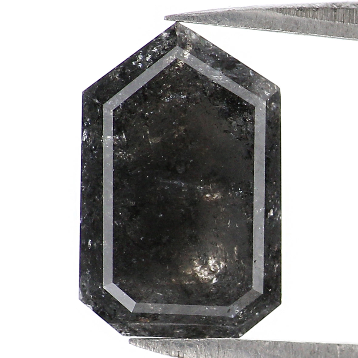 2.26 Ct Natural Loose Shield Shape Diamond Salt And Pepper Shield Diamond 9.60 MM Natural Black Grey Color Shield Rose Cut Diamond LQ8216