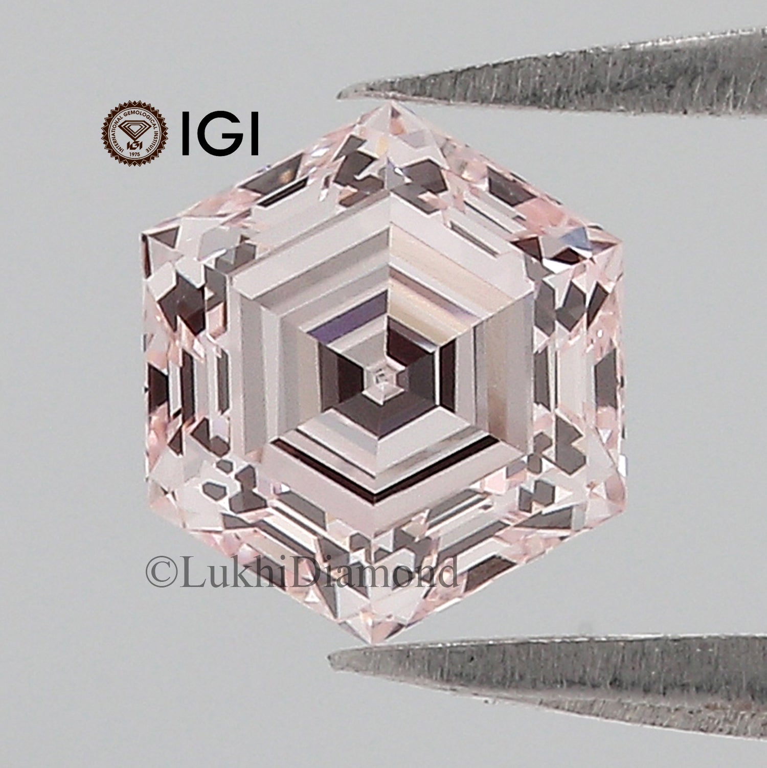 1.02 CT IGI Certified Hexagonal Step Cut Diamond Fancy Pink Color VVS1 Clarity Lab Grown Diamond Lab Created Hexagon CVD Diamond Q201