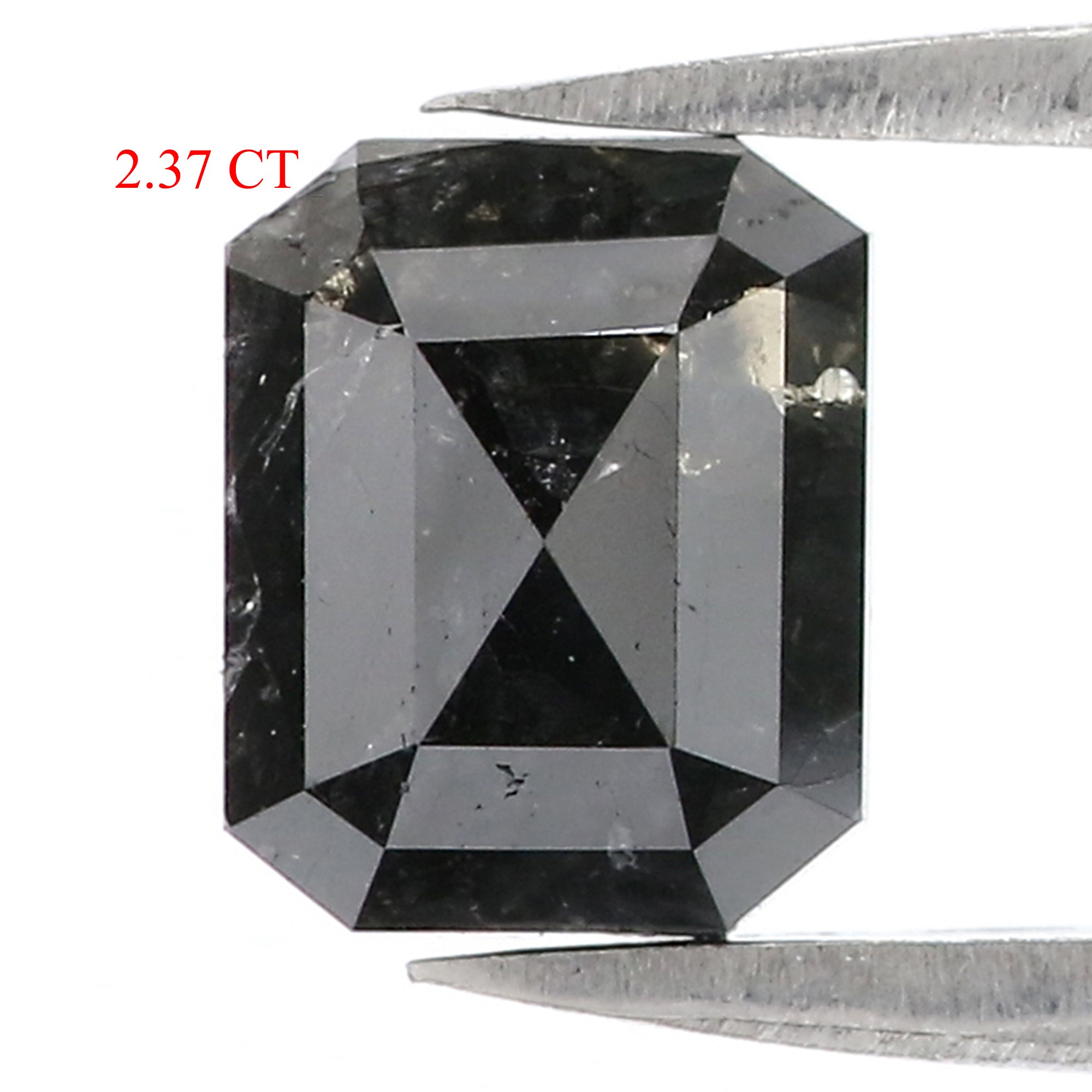 2.37 CT Natural Loose Emerald Shape Diamond Salt And Pepper Emerald Cut Diamond 6.54 MM Natural Loose Black Emerald Rose Cut Diamond QL7322