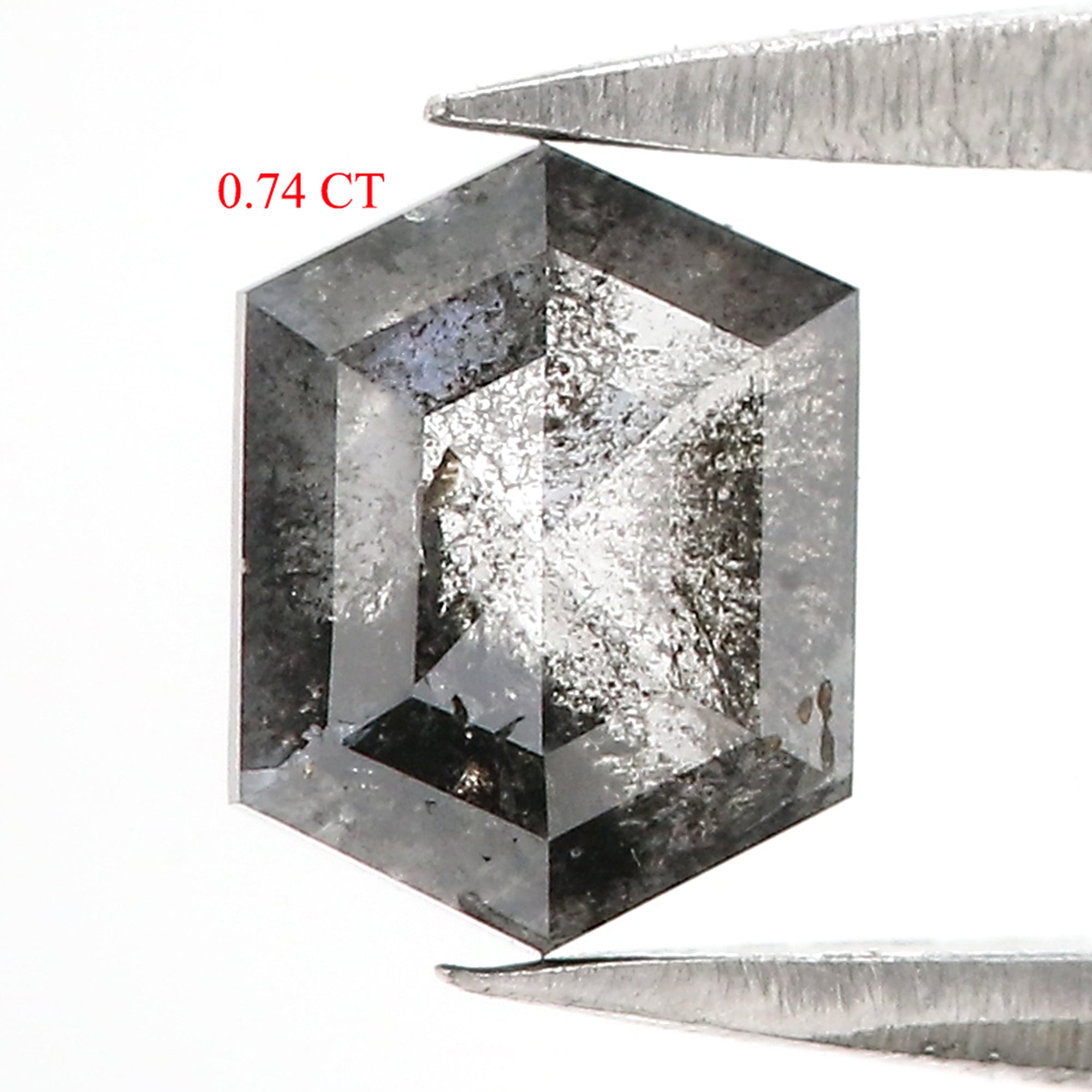 0.74 CT Natural Loose Hexagon Shape Diamond Salt and Pepper Hexagon Cut Diamond 6.30 MM Black Grey Color Hexagon Rose Cut Diamond LQ3180