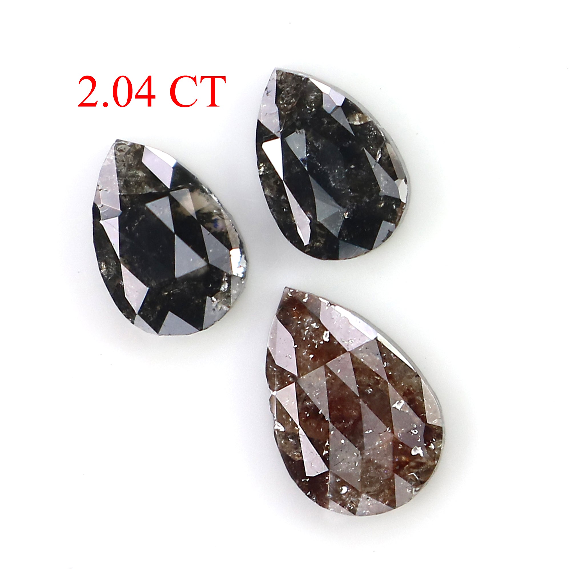 2.04 CT Natural Loose Pear Shape Diamond Black Color Pear Cut Diamond 8.20 MM Natural Loose Brown Color Diamond Pear Rose Cut Diamond LQ3163