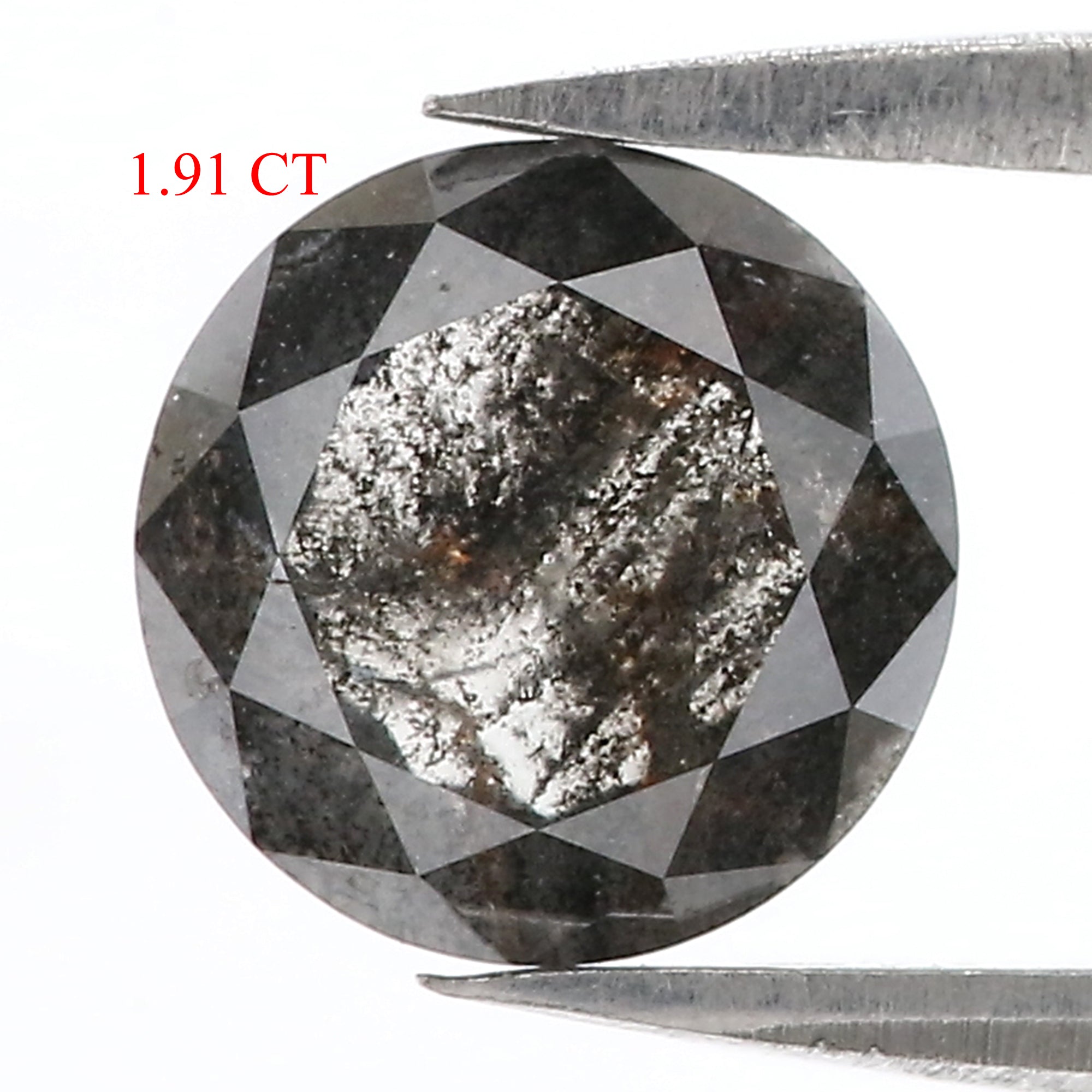 1.91 CT Natural Loose Round Rose Cut Diamond Salt And Pepper Round Diamond 8.05 MM Natural Loose Black Grey Color Rose Cut Diamond LC53