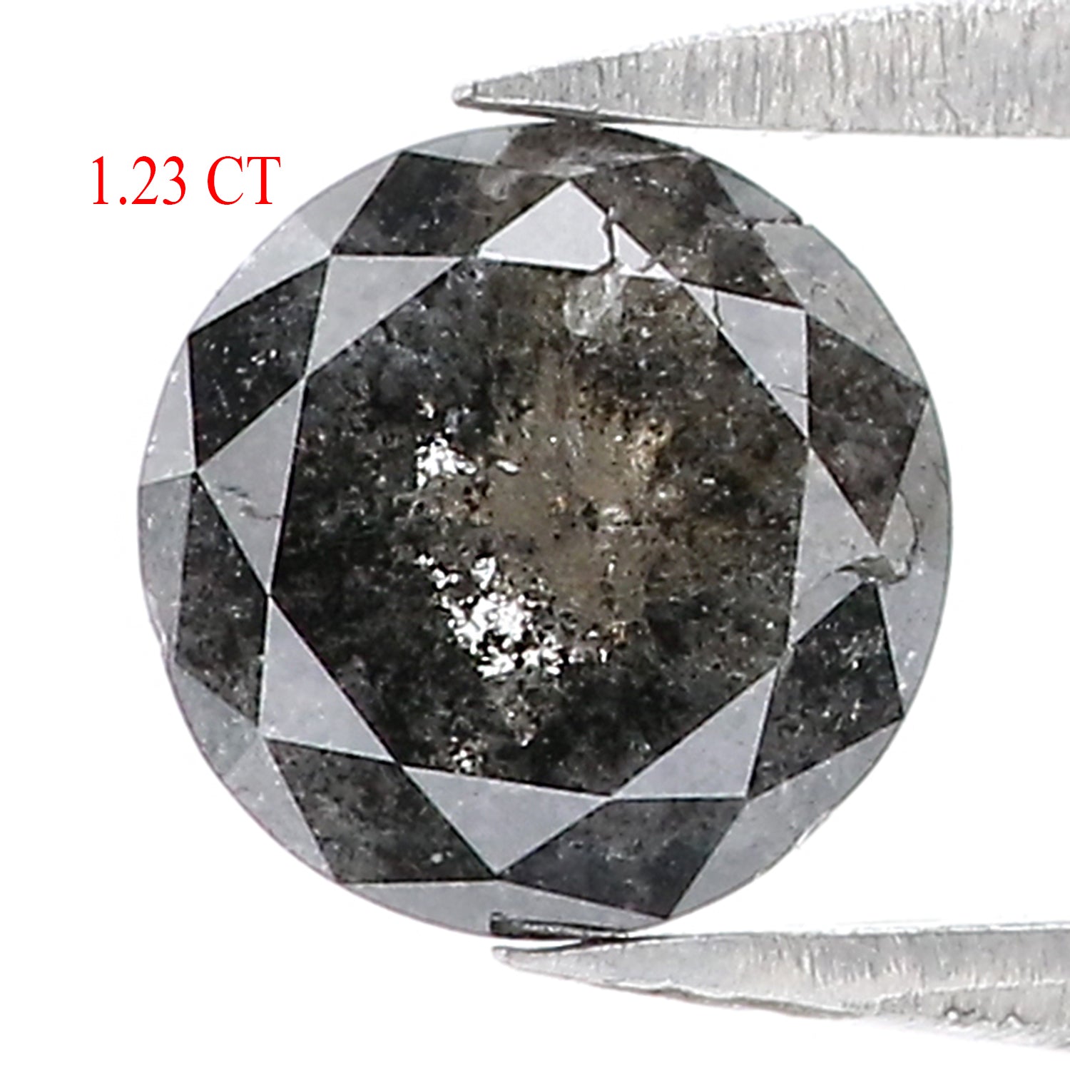 1.23 Ct Natural Loose Round Rose Cut Diamond Black Color Rose Cut Diamond 6.80 MM Natural Loose Salt And Pepper Rose Cut Diamond LQ1167