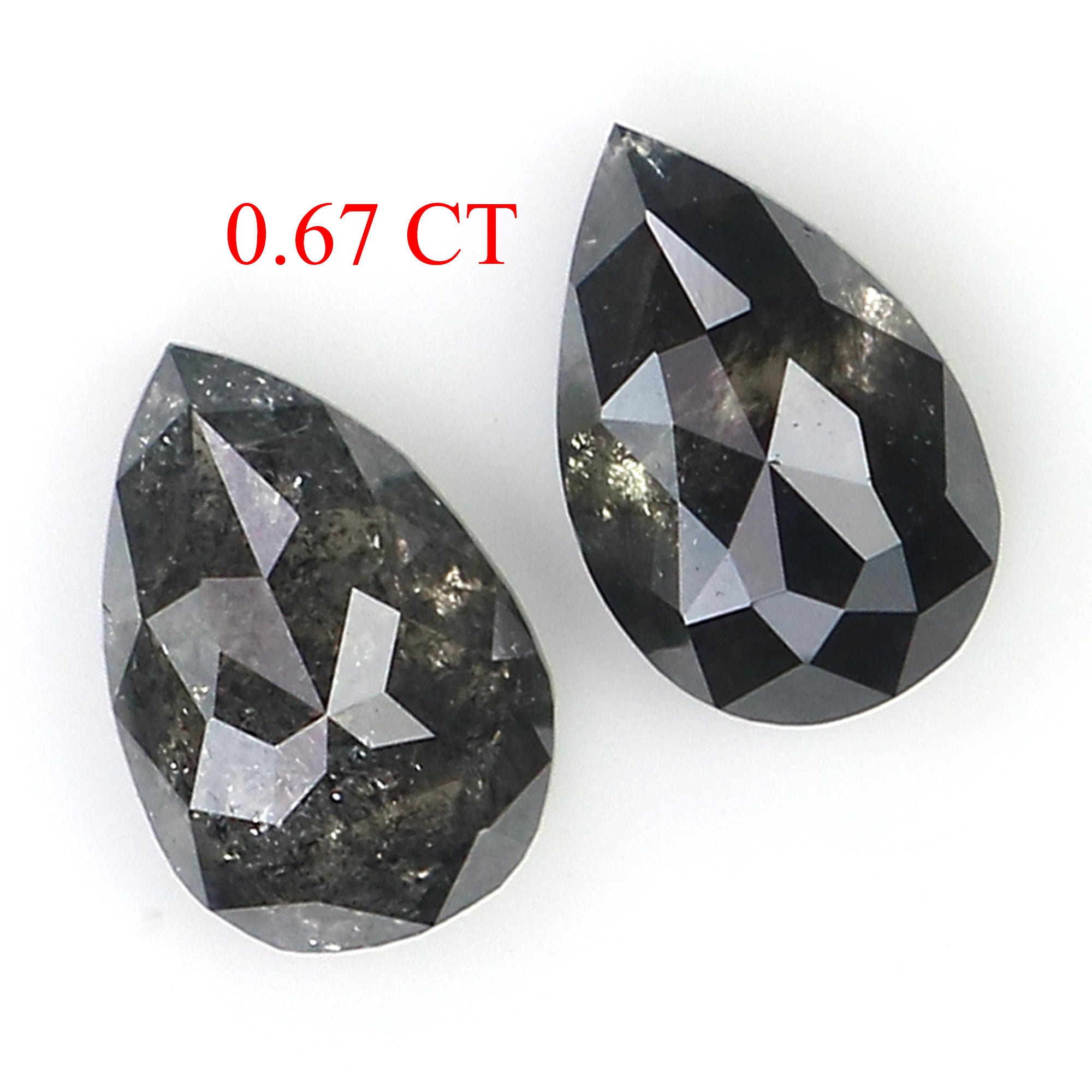 0.67 CT Natural Loose Pear Cut Pair Diamond Salt And Pepper Pear Shape Diamond 5.55 MM Natural Black Grey Color Pear Rose Cut Diamond LQ2455