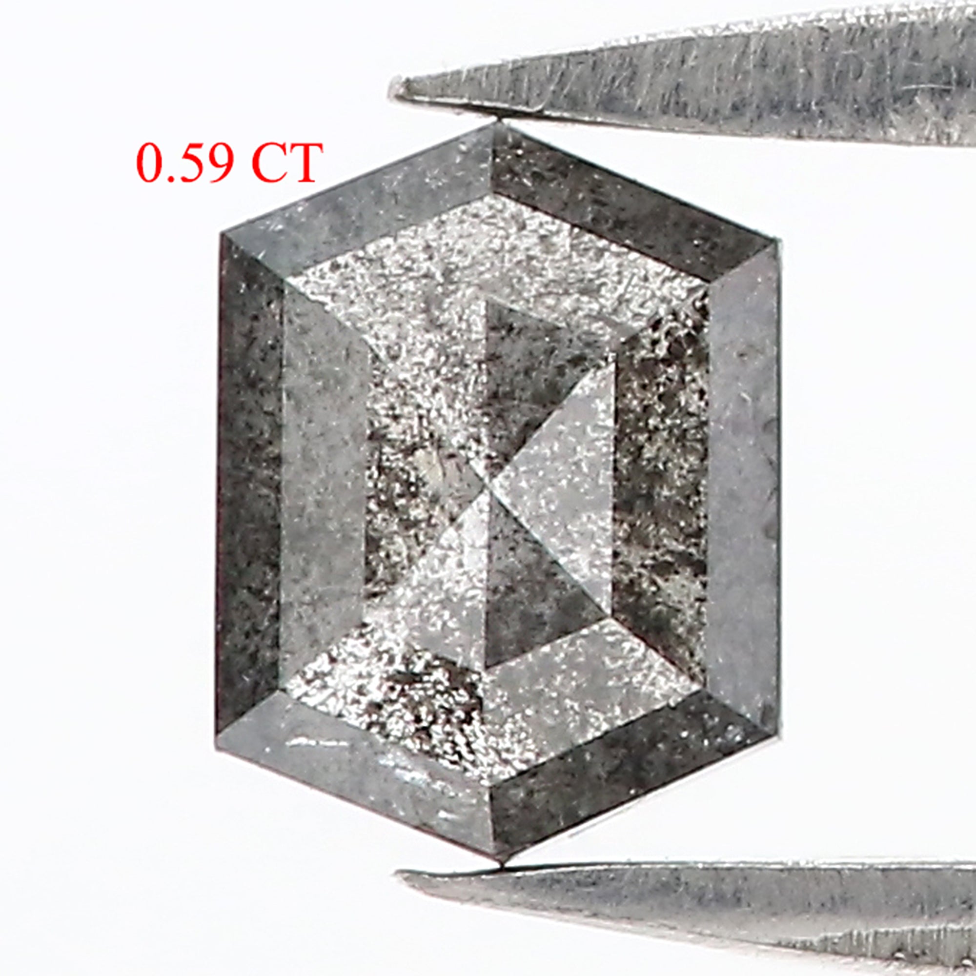 0.59 CT Natural Loose Hexagon Cut Diamond Salt And Pepper Hexagon Diamond 5.85 MM Natural Loose Black Grey Color Hexagon Cut Diamond QL935