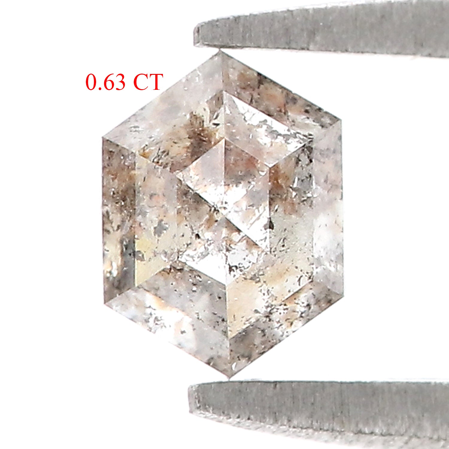 0.63 CT Natural Loose Hexagon Shape Diamond Salt And Pepper Hexagon Diamond 5.70 MM Black Grey Color Hexagon Shape Rose Cut Diamond QL9618